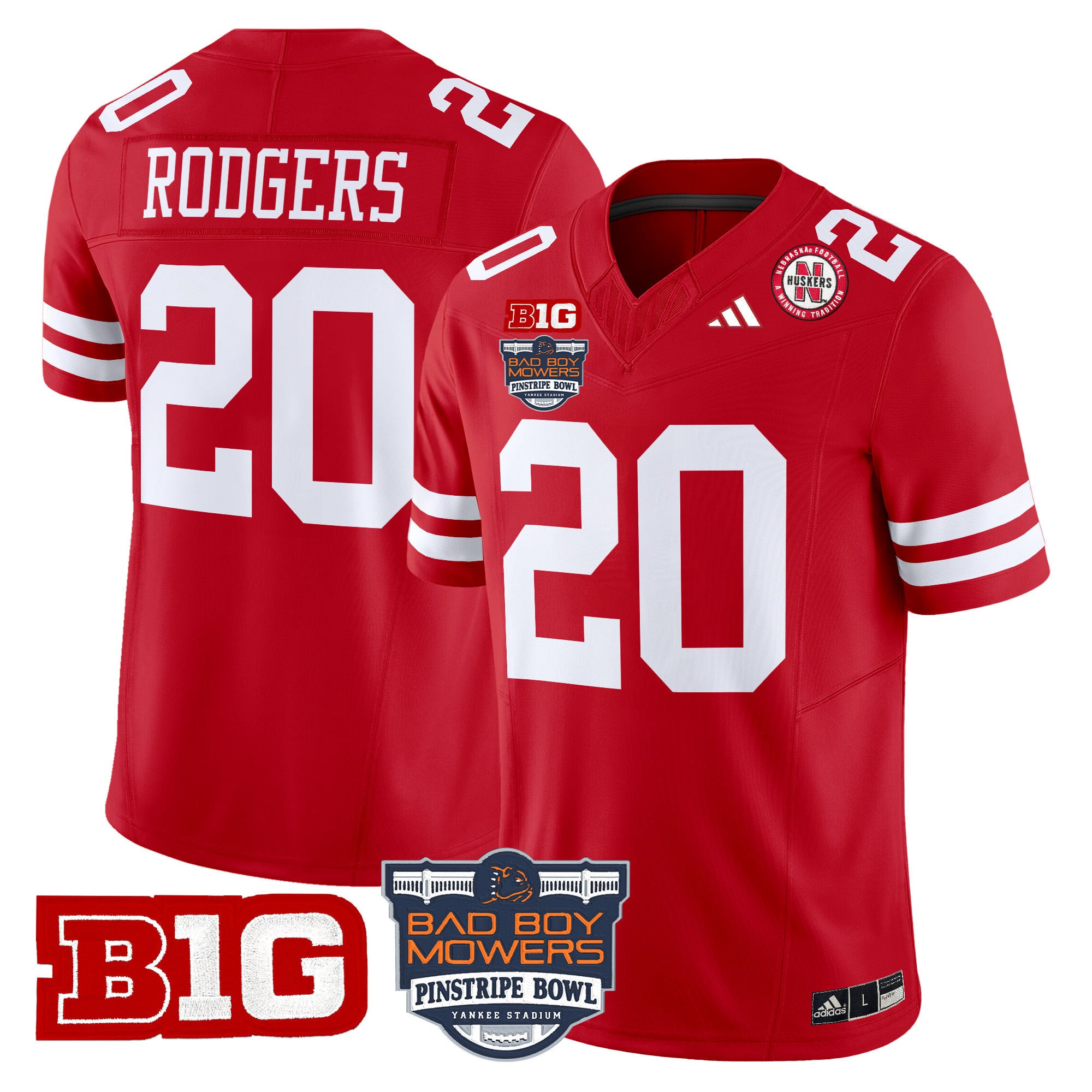 Men's Nebraska Cornhuskers 2025 Pinstripe Bowl Patch Vapor Limited Jersey - All Stitched