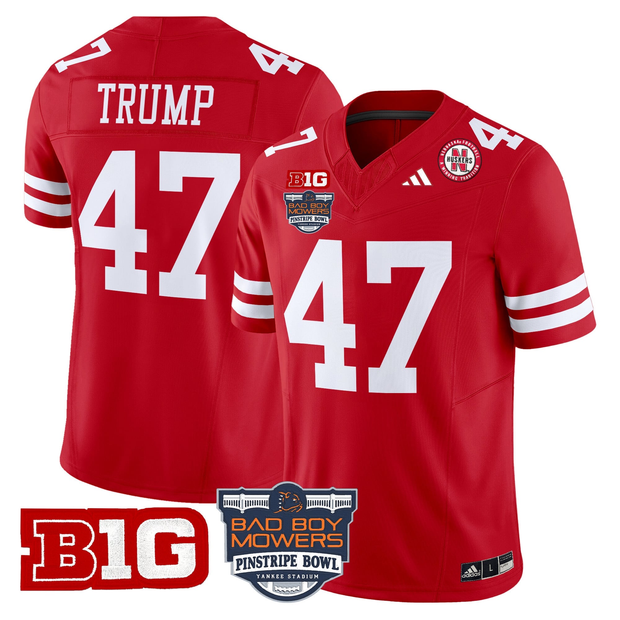 Men's Nebraska Cornhuskers 2025 Pinstripe Bowl Patch Vapor Limited Jersey - All Stitched