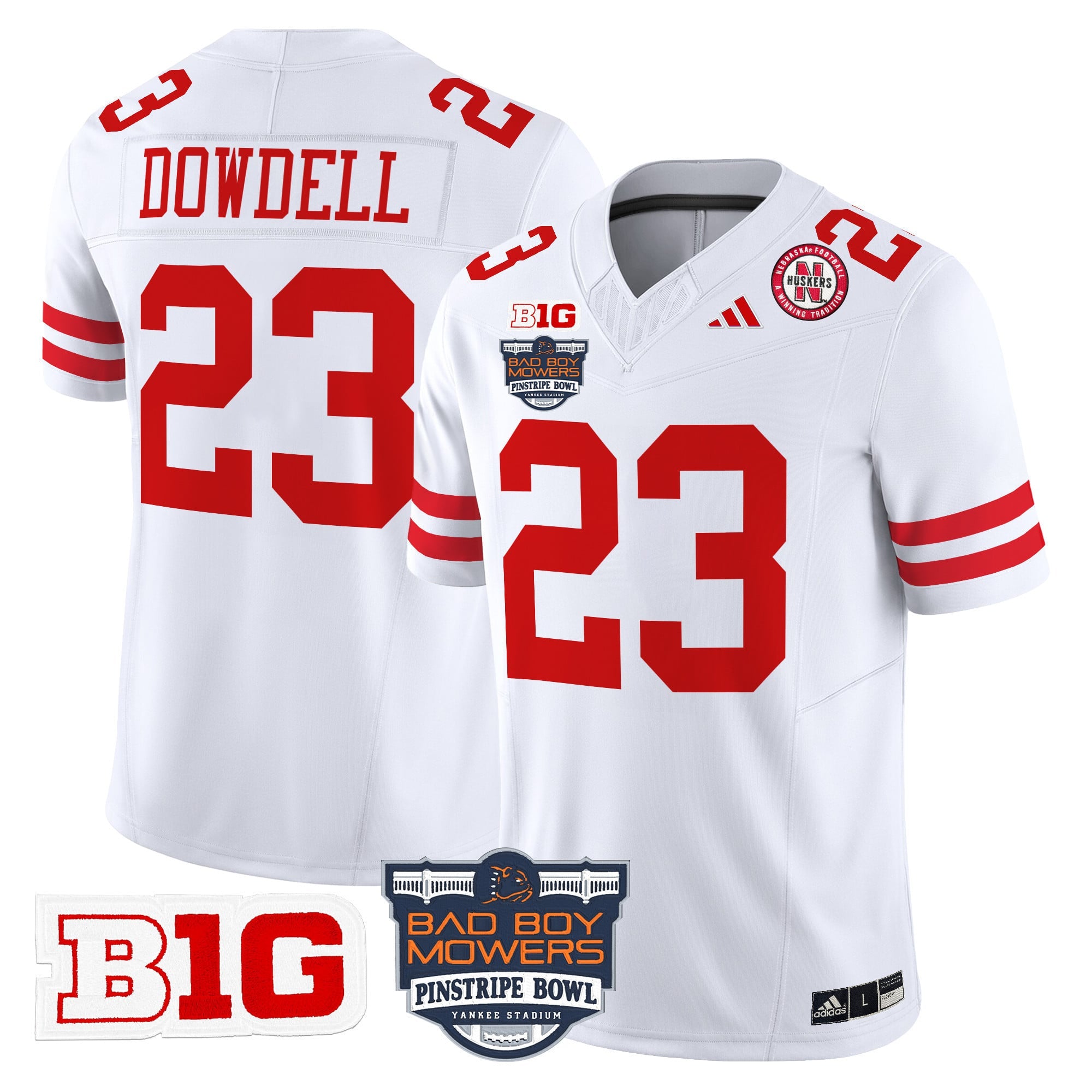 Men's Nebraska Cornhuskers 2025 Pinstripe Bowl Patch Vapor Limited Jersey - All Stitched