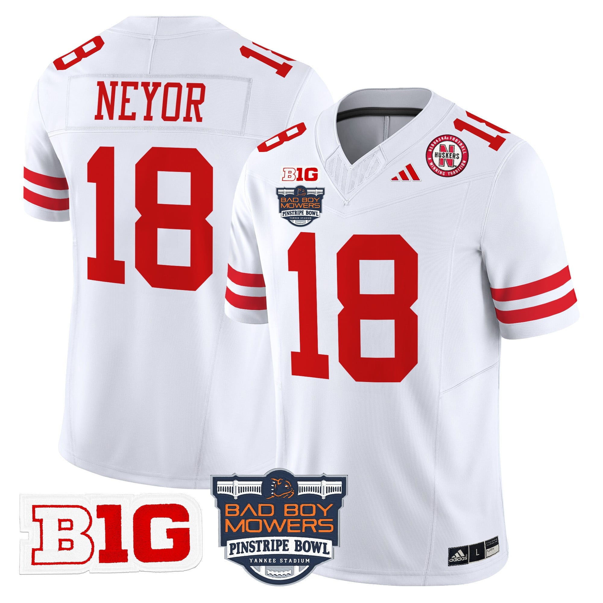 Men's Nebraska Cornhuskers 2025 Pinstripe Bowl Patch Vapor Limited Jersey - All Stitched