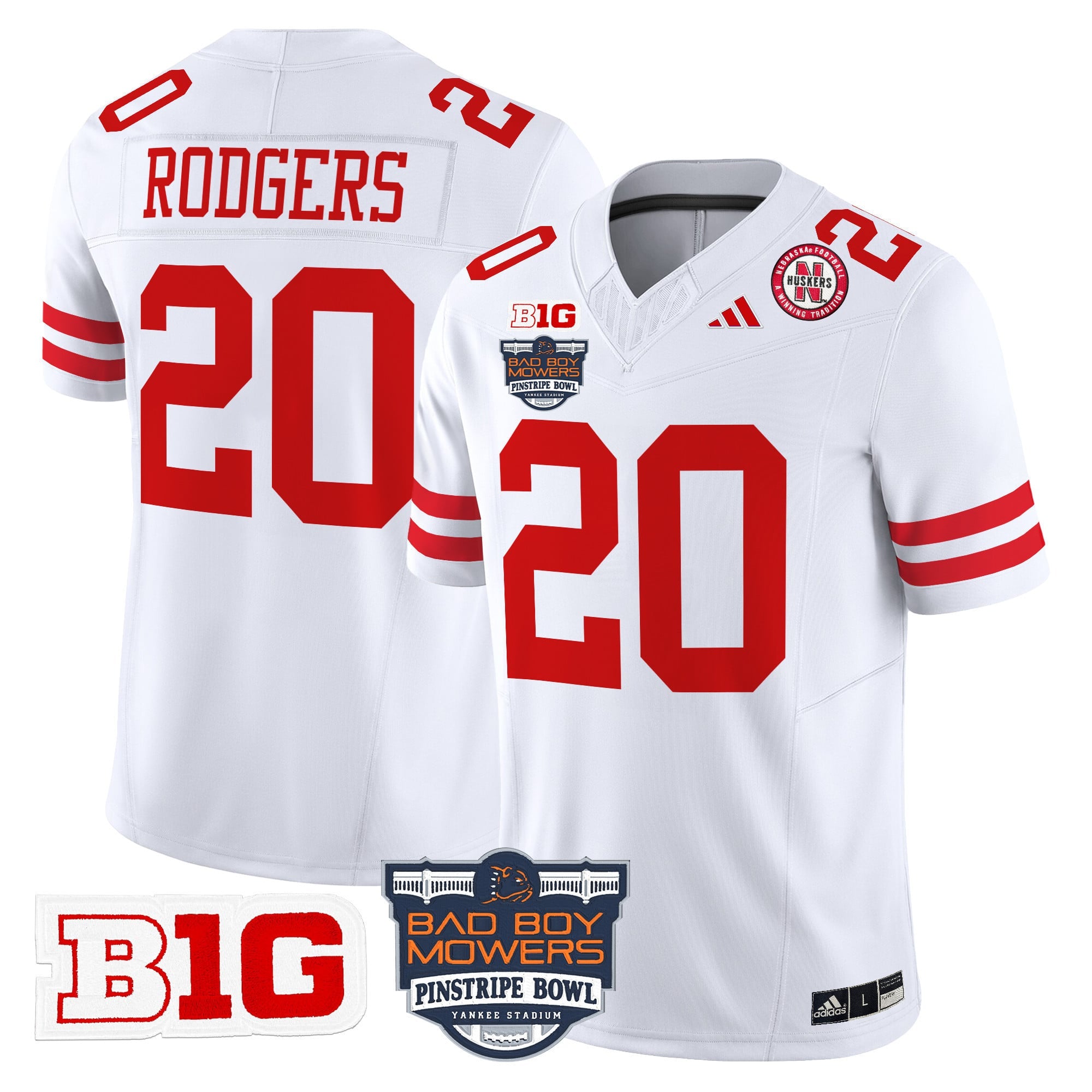 Men's Nebraska Cornhuskers 2025 Pinstripe Bowl Patch Vapor Limited Jersey - All Stitched