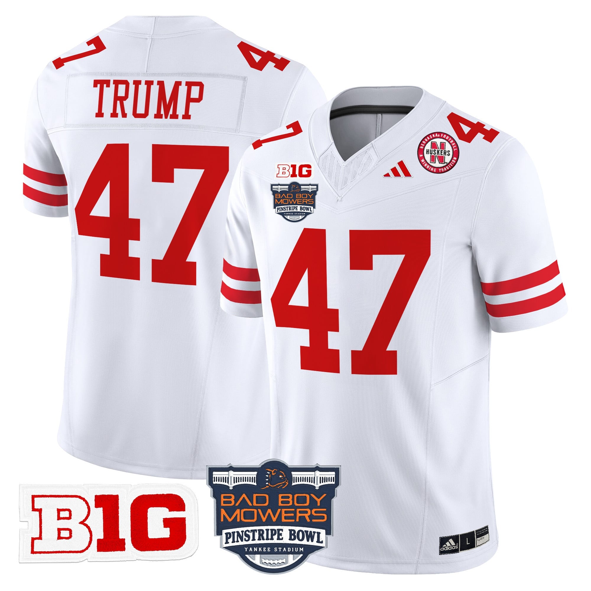 Men's Nebraska Cornhuskers 2025 Pinstripe Bowl Patch Vapor Limited Jersey - All Stitched
