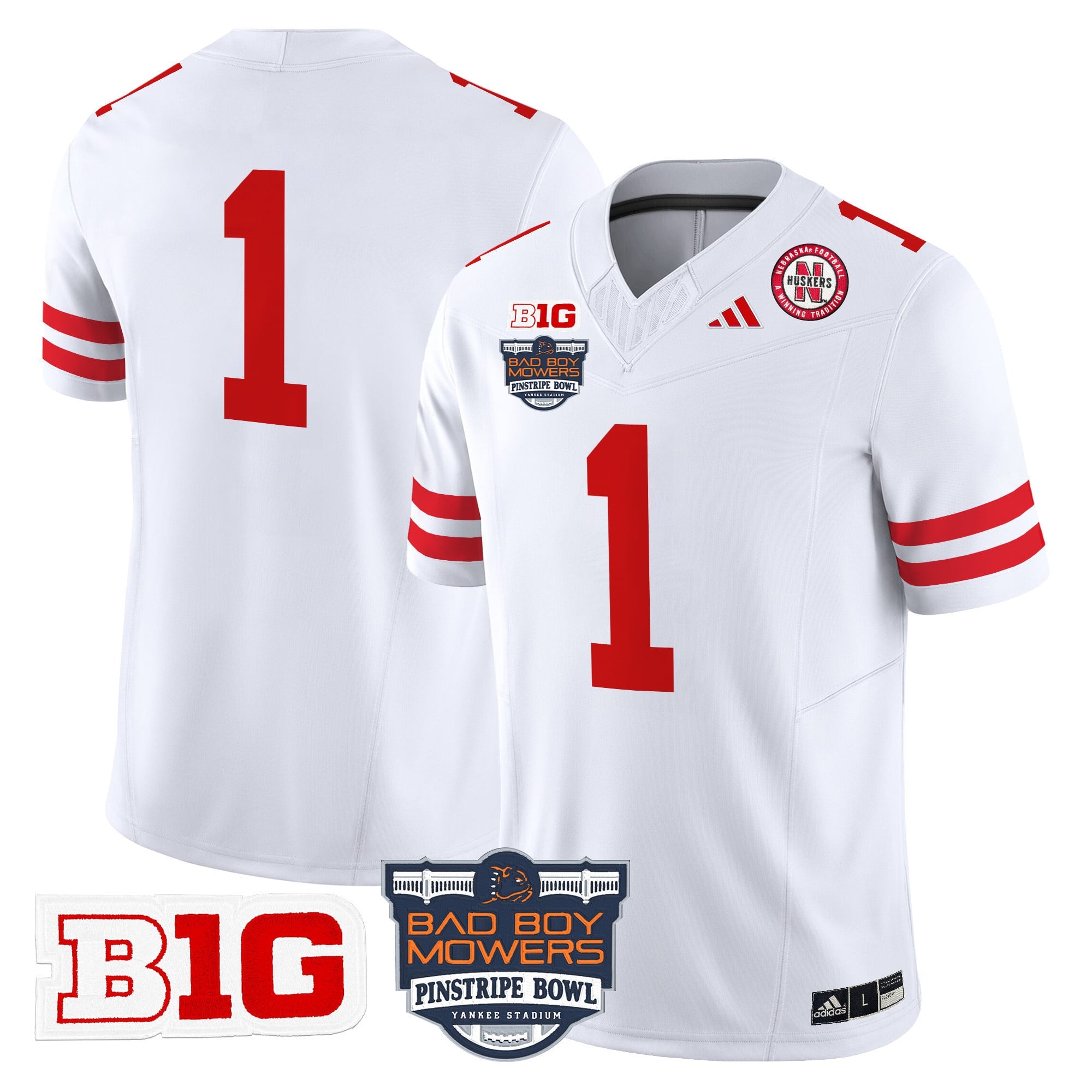 Men's Nebraska Cornhuskers 2025 Pinstripe Bowl Patch Vapor Limited Jersey - All Stitched