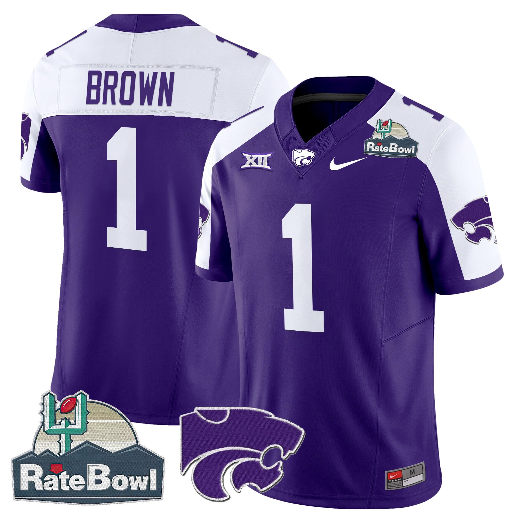 Men's Kansas State Wildcats 2025 Rate Bowl Patch Vapor Limited Jersey - All Stitched