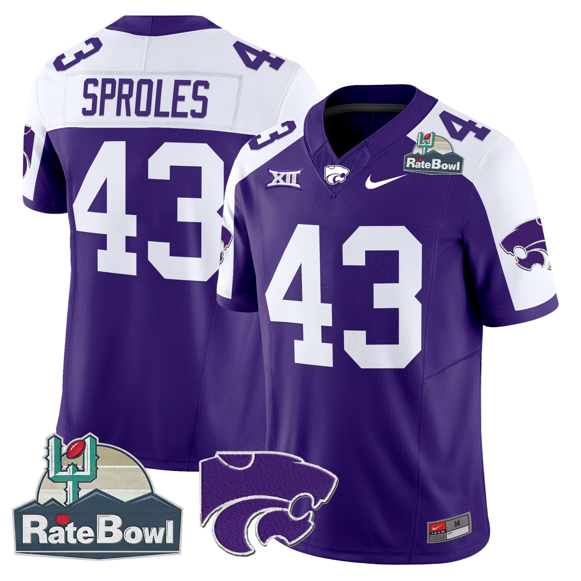 Men's Kansas State Wildcats 2025 Rate Bowl Patch Vapor Limited Jersey - All Stitched