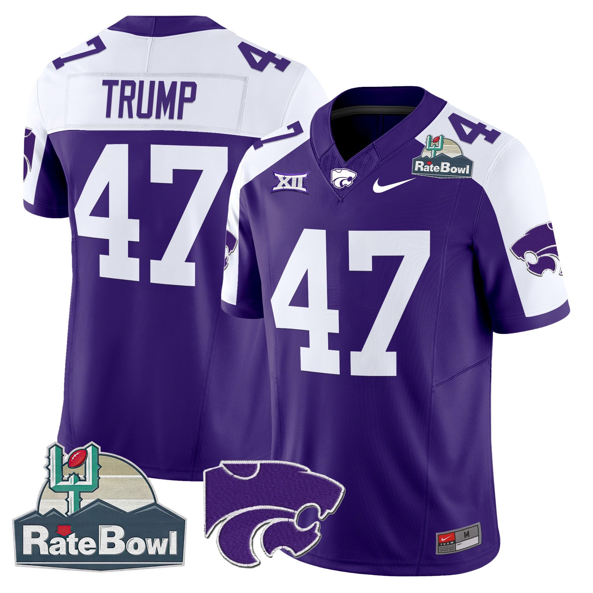 Men's Kansas State Wildcats 2025 Rate Bowl Patch Vapor Limited Jersey - All Stitched