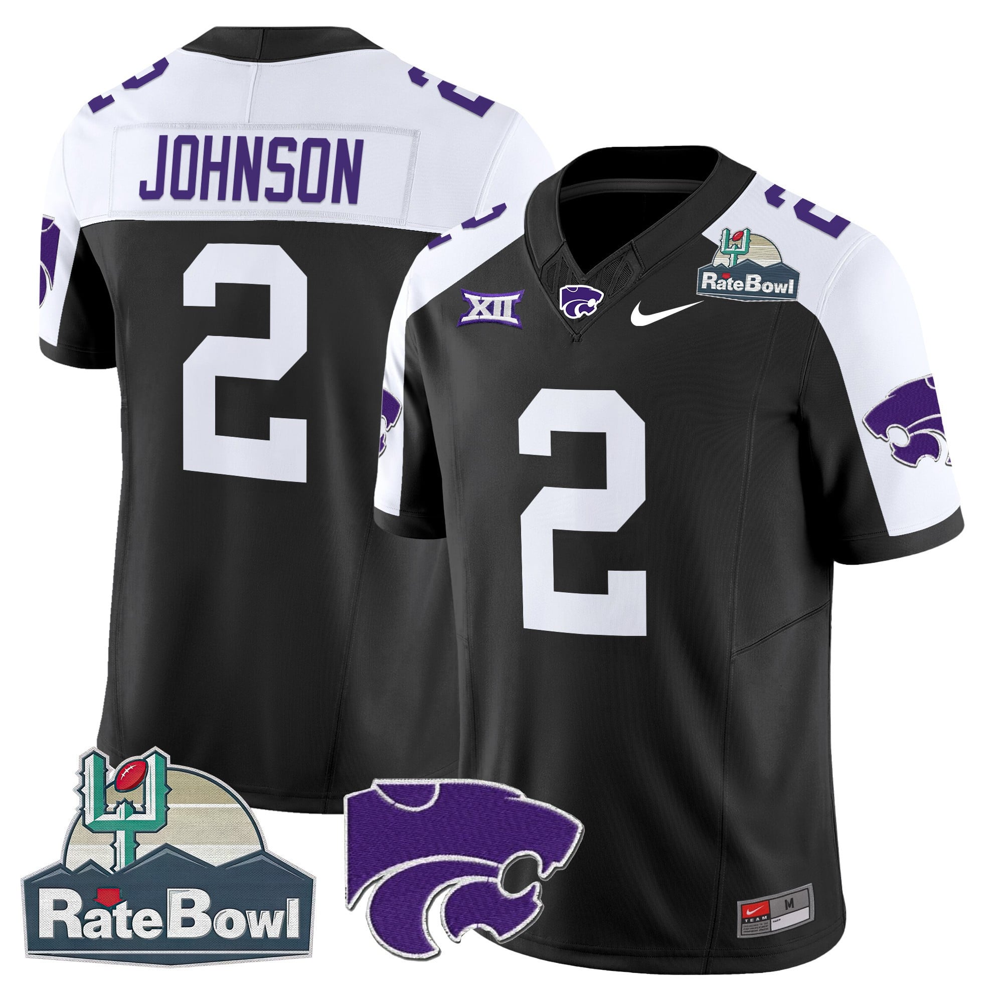 Men's Kansas State Wildcats 2025 Rate Bowl Patch Vapor Limited Jersey - All Stitched