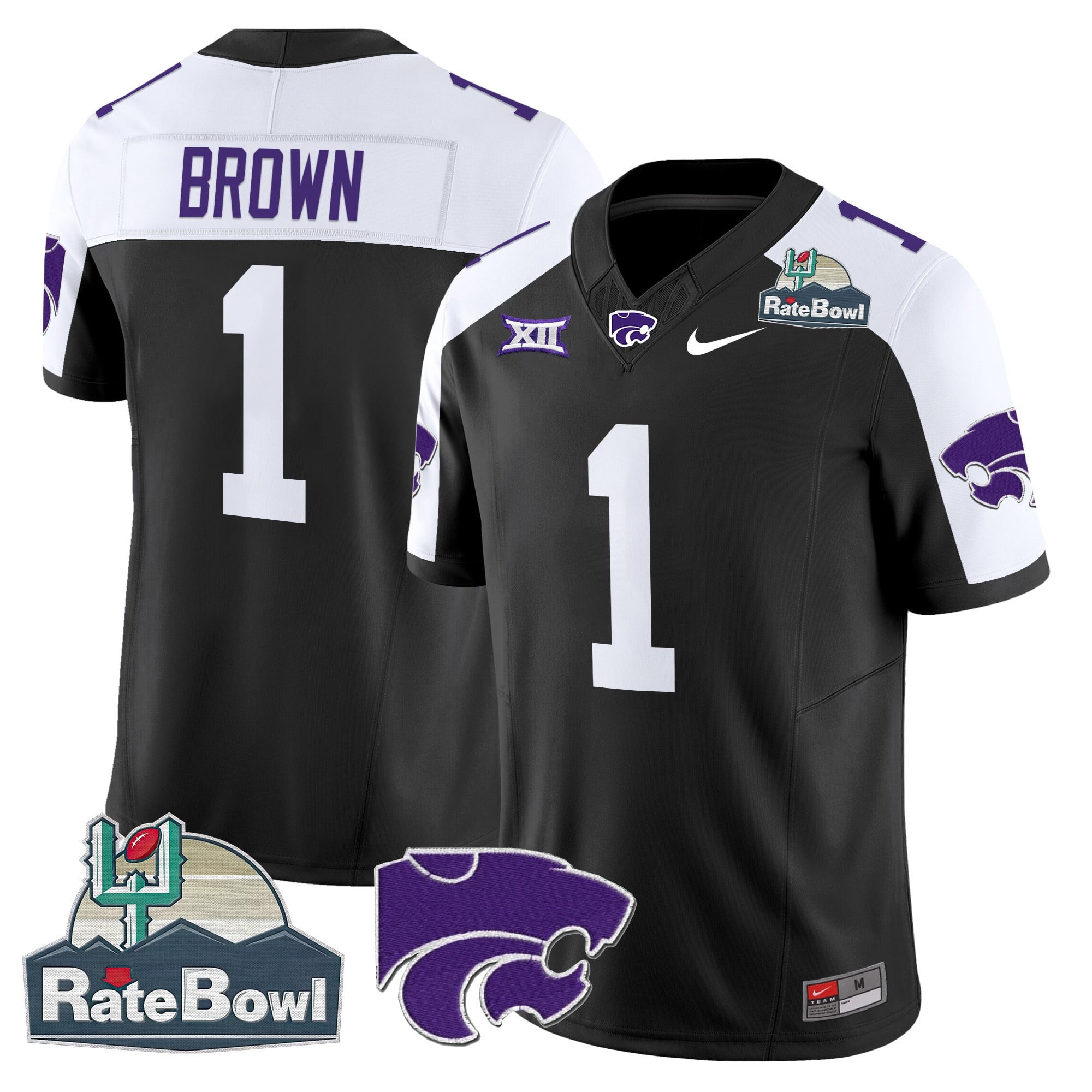 Men's Kansas State Wildcats 2025 Rate Bowl Patch Vapor Limited Jersey - All Stitched