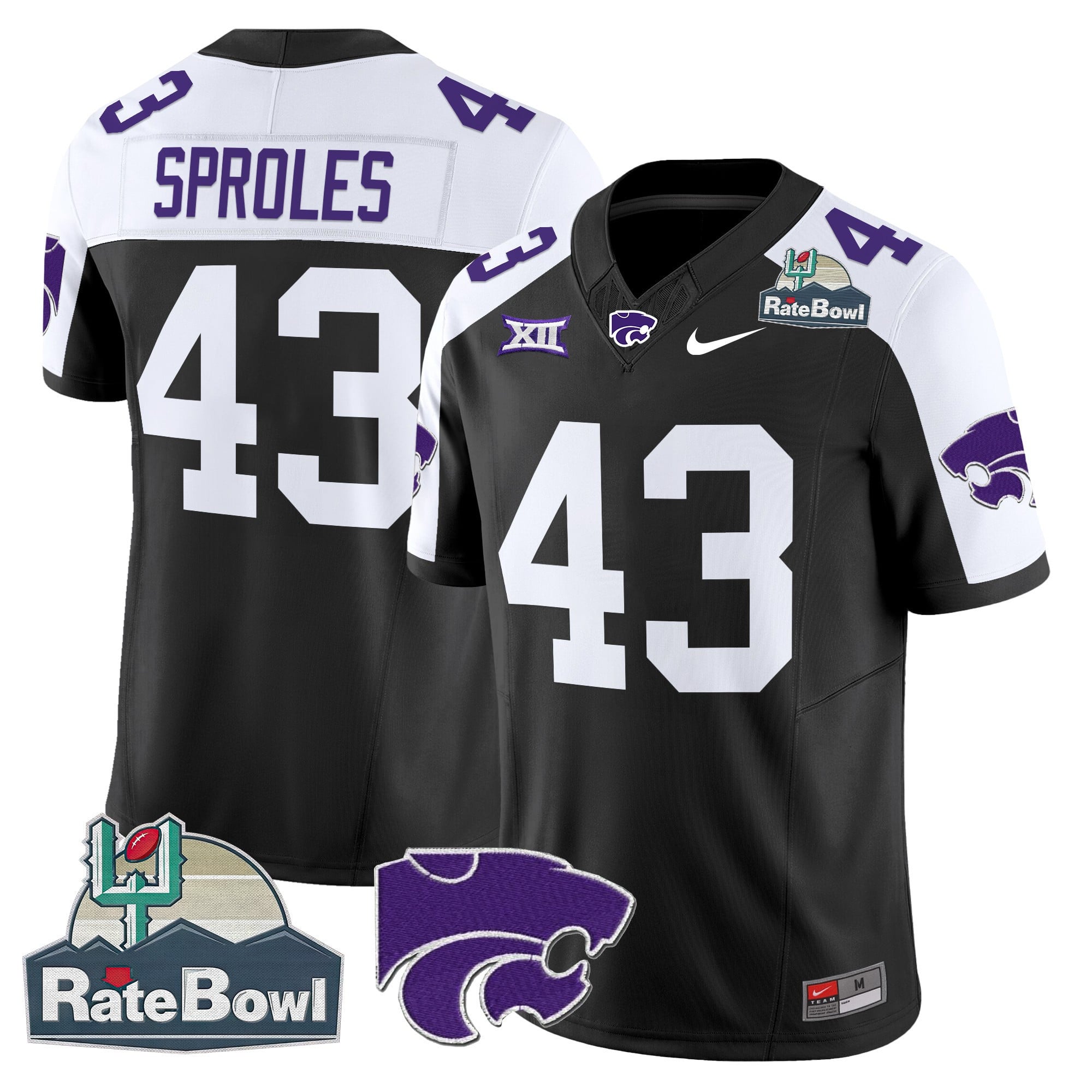 Men's Kansas State Wildcats 2025 Rate Bowl Patch Vapor Limited Jersey - All Stitched