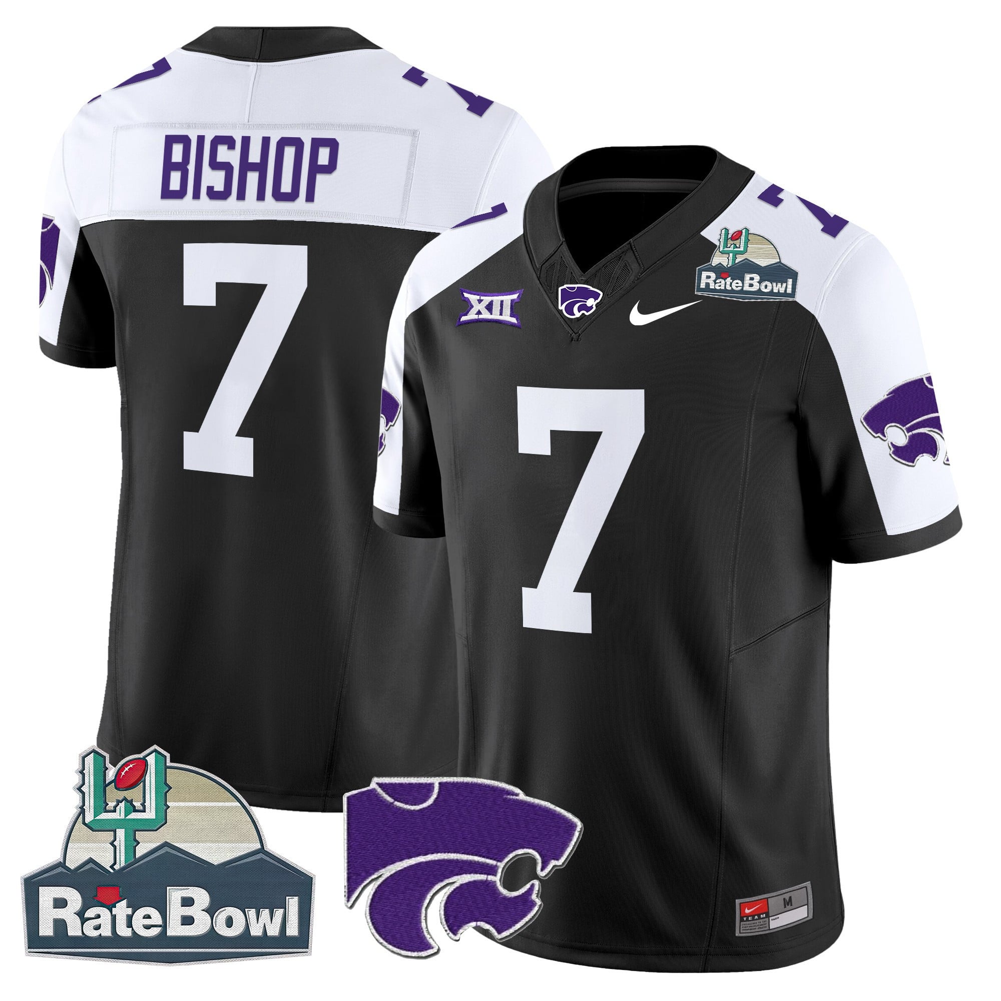 Men's Kansas State Wildcats 2025 Rate Bowl Patch Vapor Limited Jersey - All Stitched