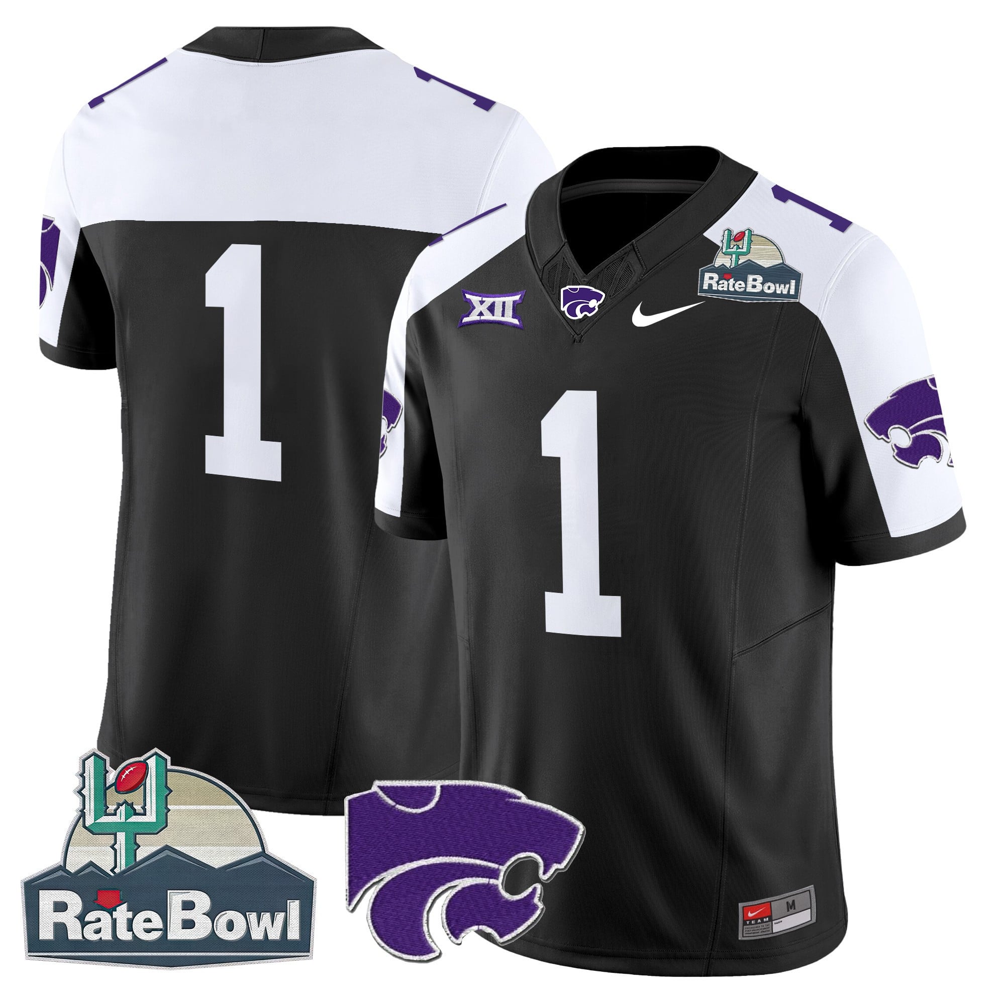 Men's Kansas State Wildcats 2025 Rate Bowl Patch Vapor Limited Jersey - All Stitched