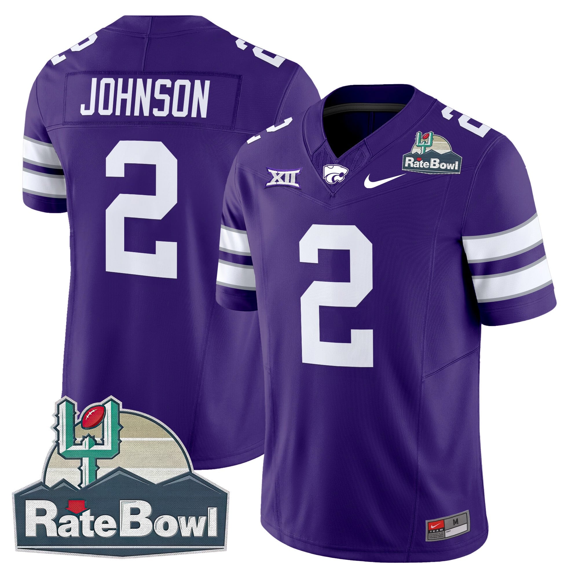 Men's Kansas State Wildcats 2025 Rate Bowl Patch Vapor Limited Jersey - All Stitched