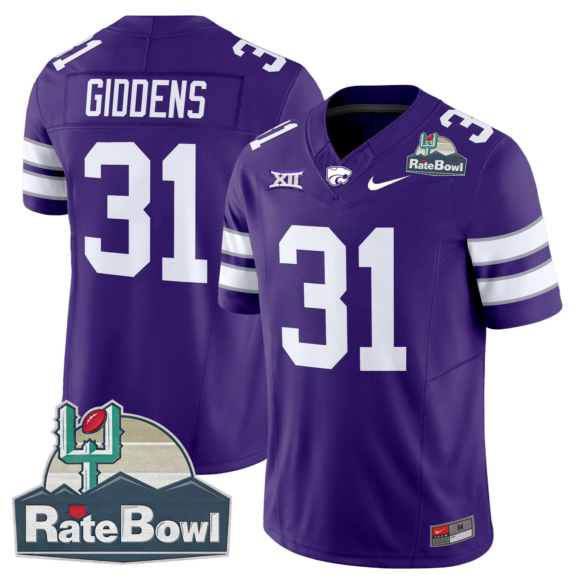 Men's Kansas State Wildcats 2025 Rate Bowl Patch Vapor Limited Jersey - All Stitched