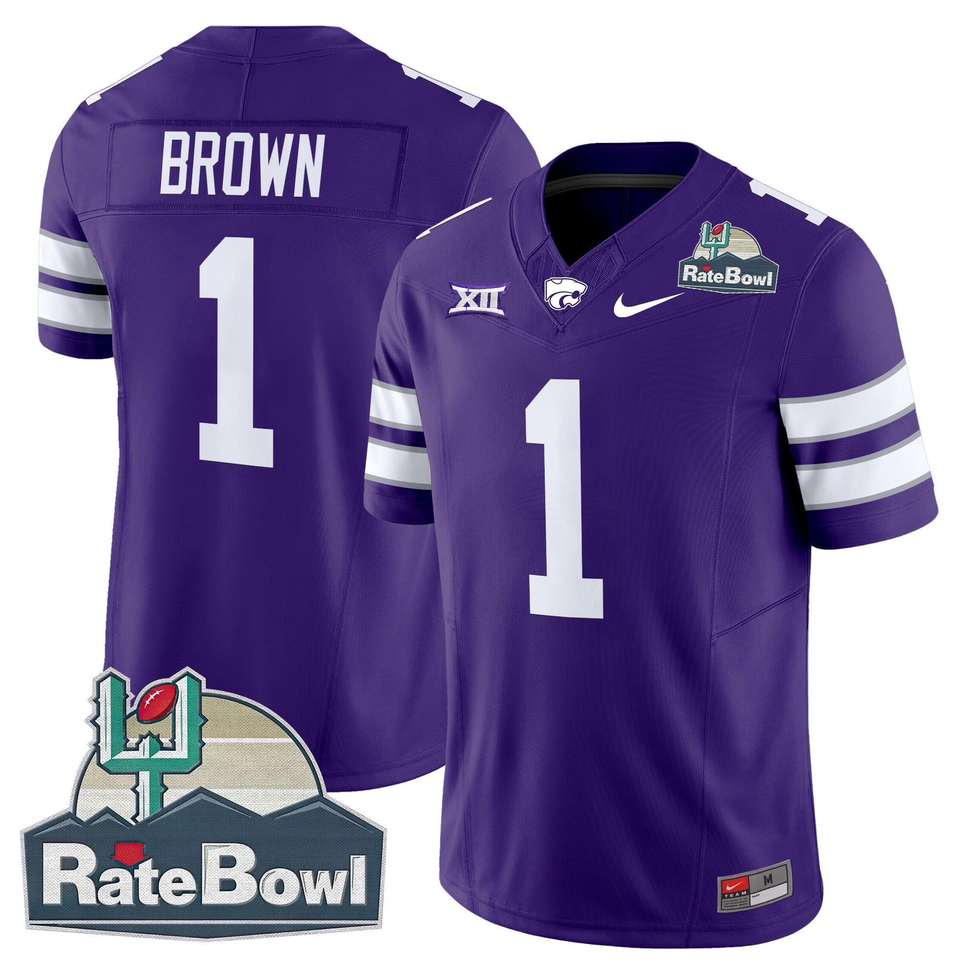 Men's Kansas State Wildcats 2025 Rate Bowl Patch Vapor Limited Jersey - All Stitched