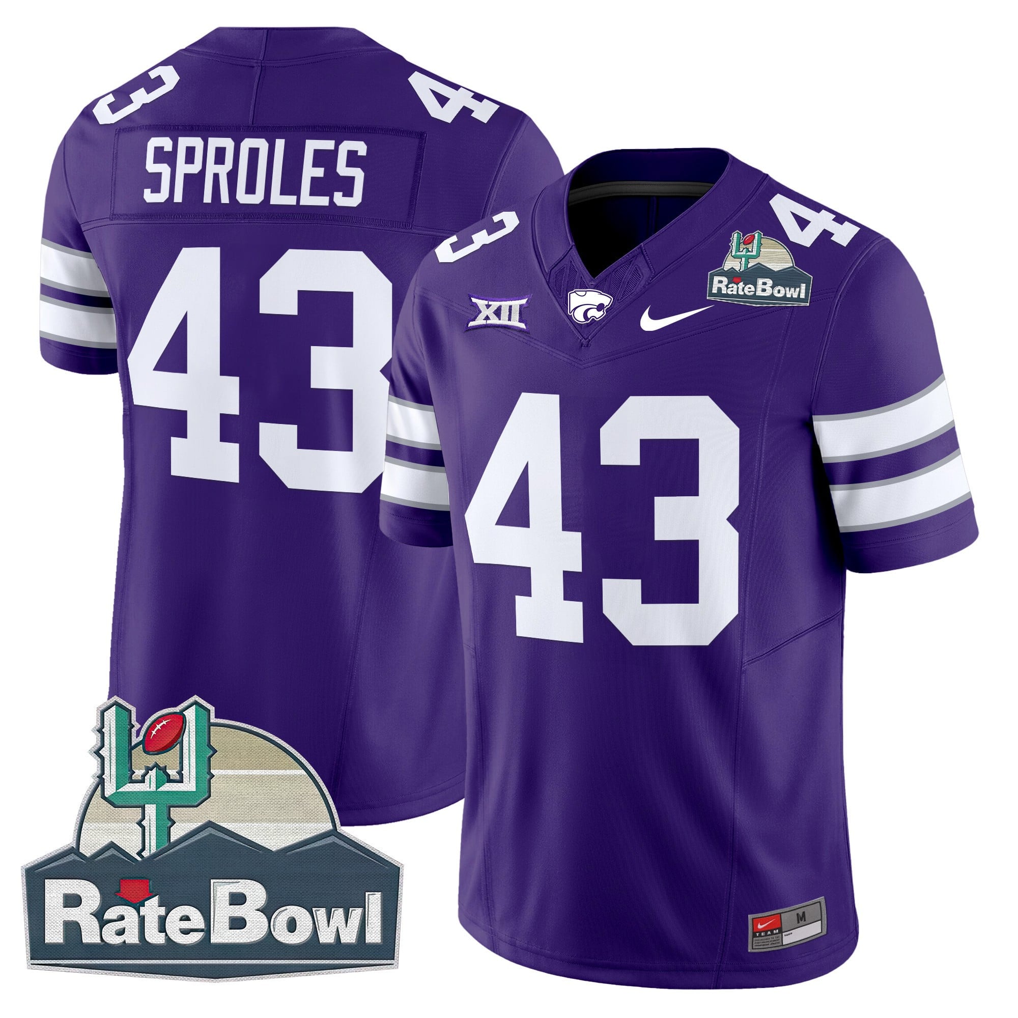 Men's Kansas State Wildcats 2025 Rate Bowl Patch Vapor Limited Jersey - All Stitched