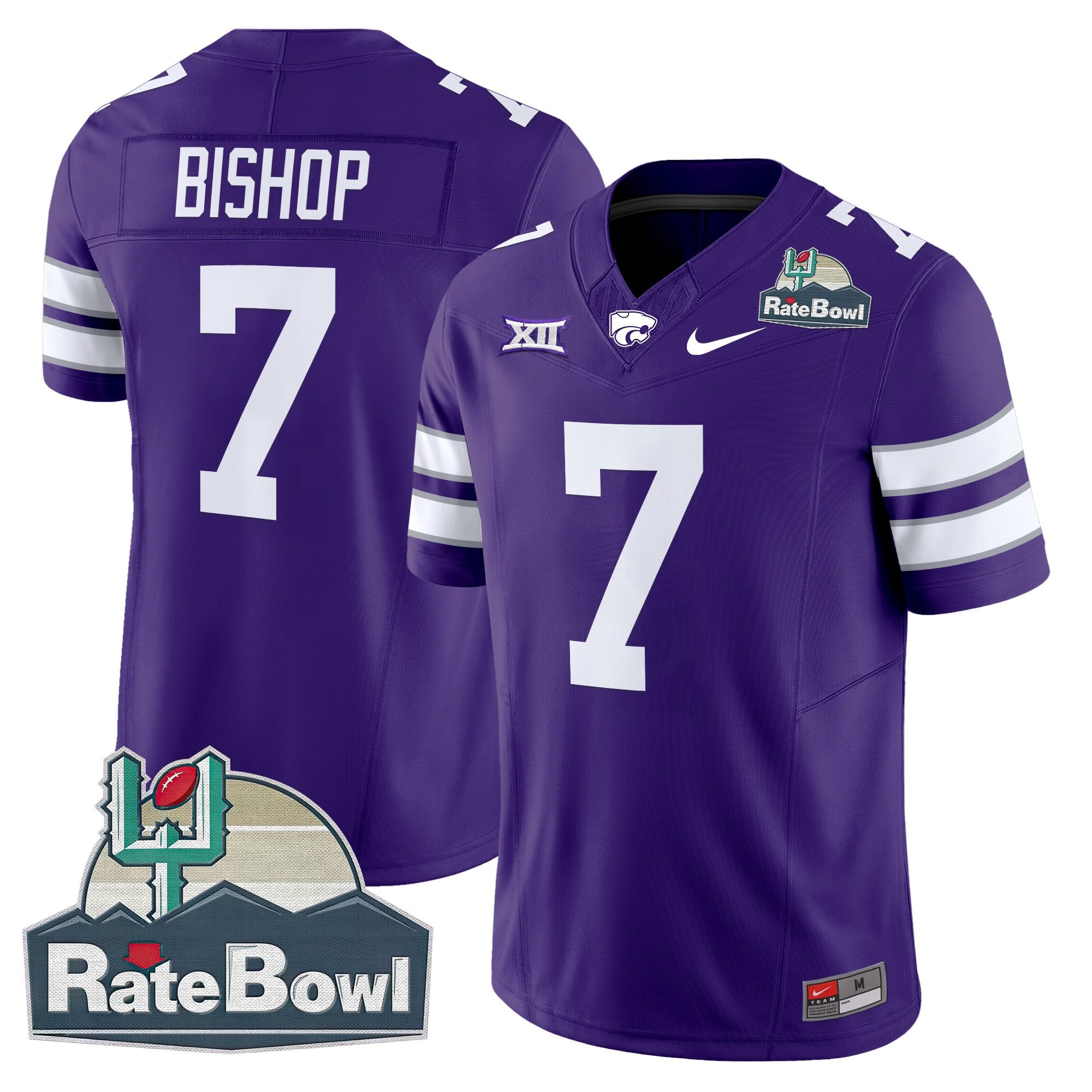 Men's Kansas State Wildcats 2025 Rate Bowl Patch Vapor Limited Jersey - All Stitched