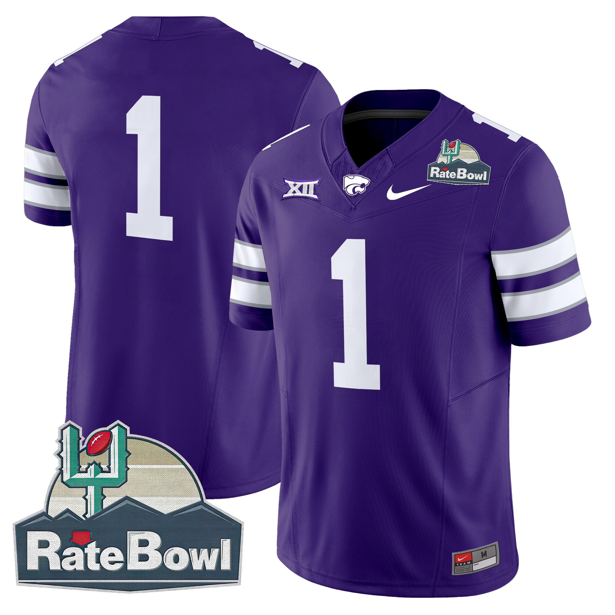 Men's Kansas State Wildcats 2025 Rate Bowl Patch Vapor Limited Jersey - All Stitched