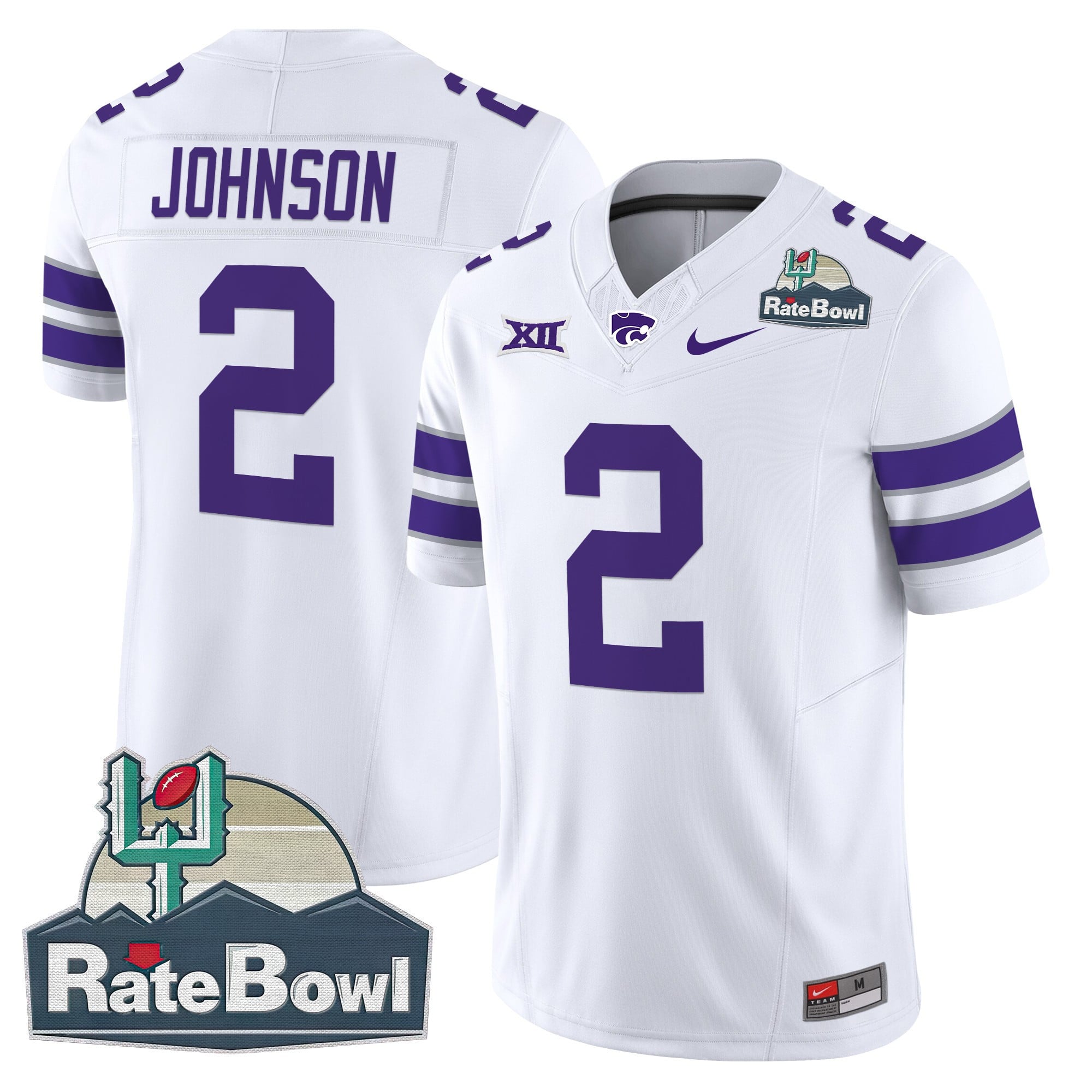 Men's Kansas State Wildcats 2025 Rate Bowl Patch Vapor Limited Jersey - All Stitched