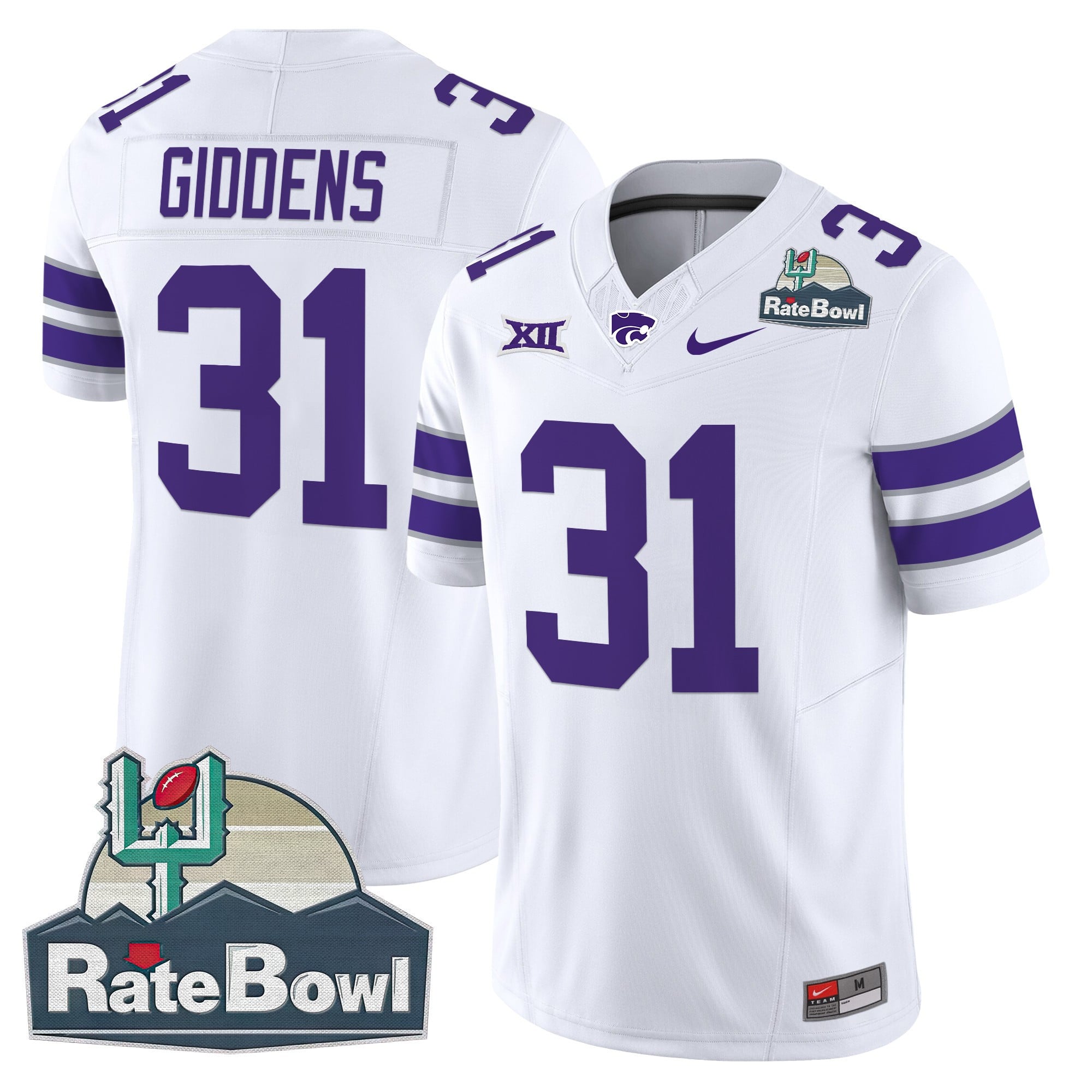 Men's Kansas State Wildcats 2025 Rate Bowl Patch Vapor Limited Jersey - All Stitched