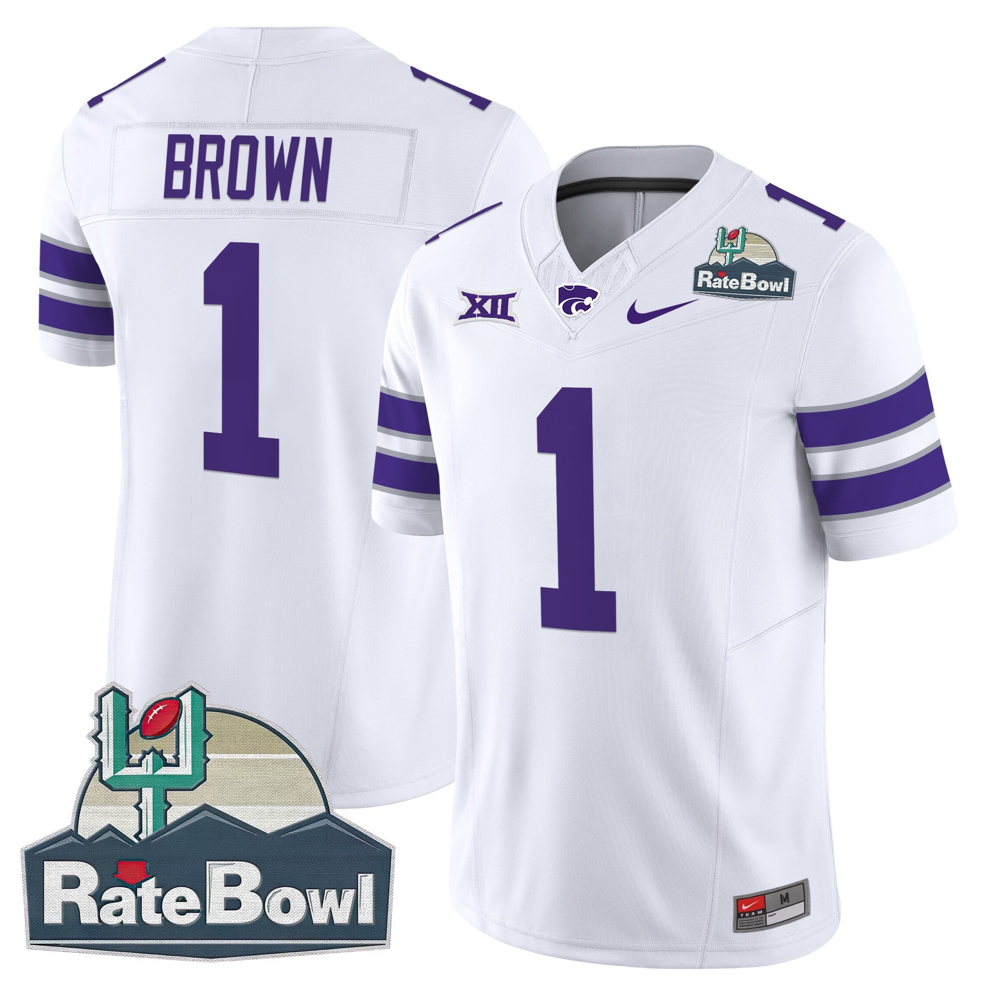 Men's Kansas State Wildcats 2025 Rate Bowl Patch Vapor Limited Jersey - All Stitched