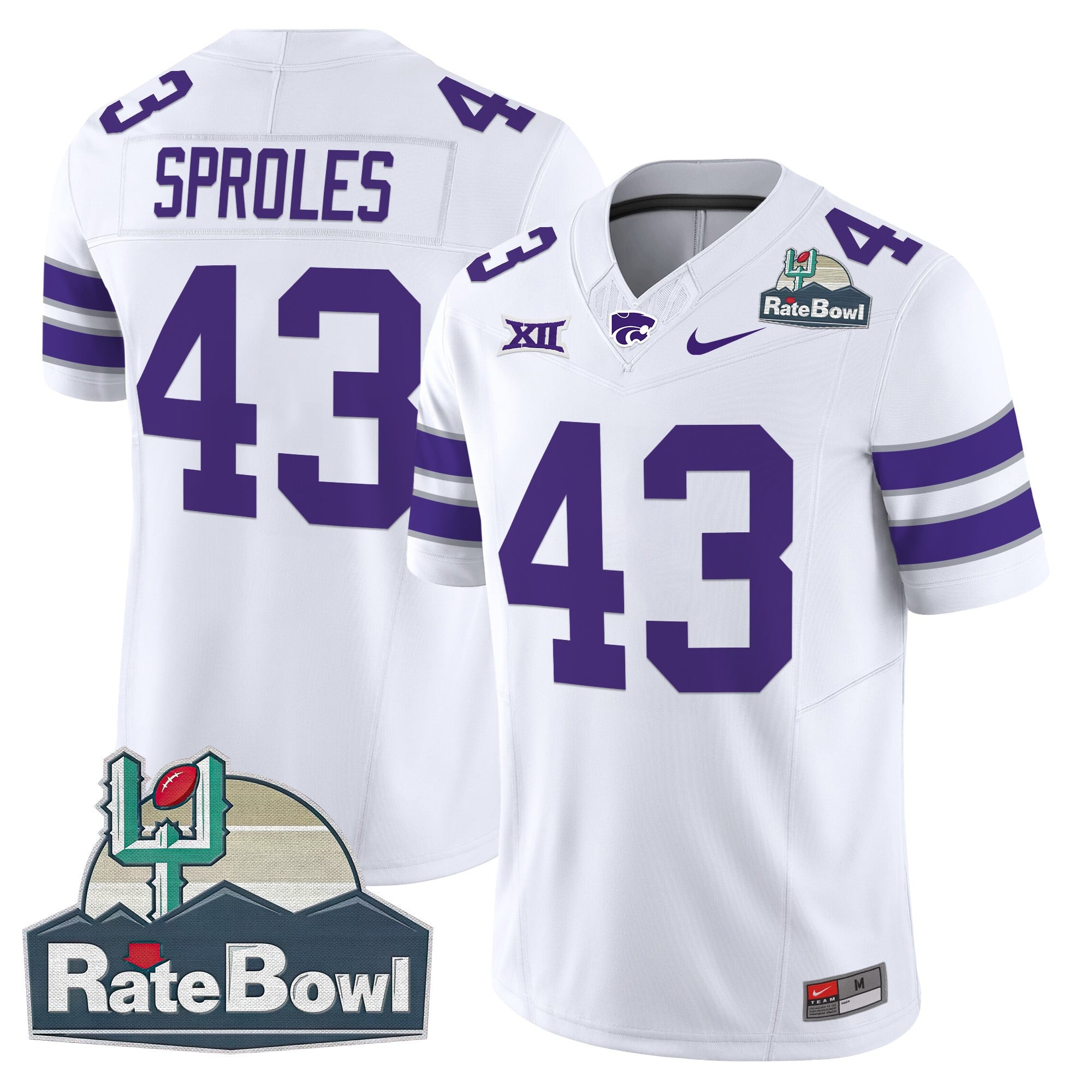Men's Kansas State Wildcats 2025 Rate Bowl Patch Vapor Limited Jersey - All Stitched