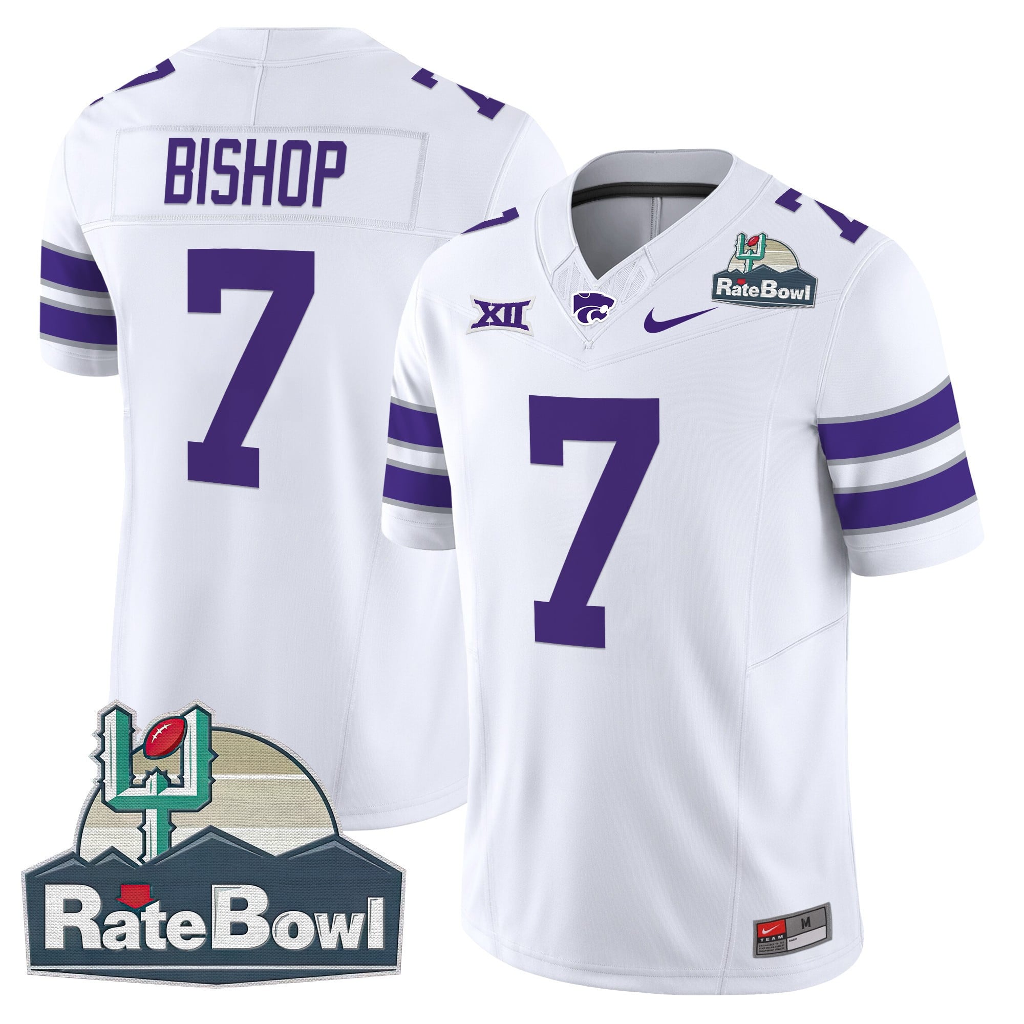 Men's Kansas State Wildcats 2025 Rate Bowl Patch Vapor Limited Jersey - All Stitched