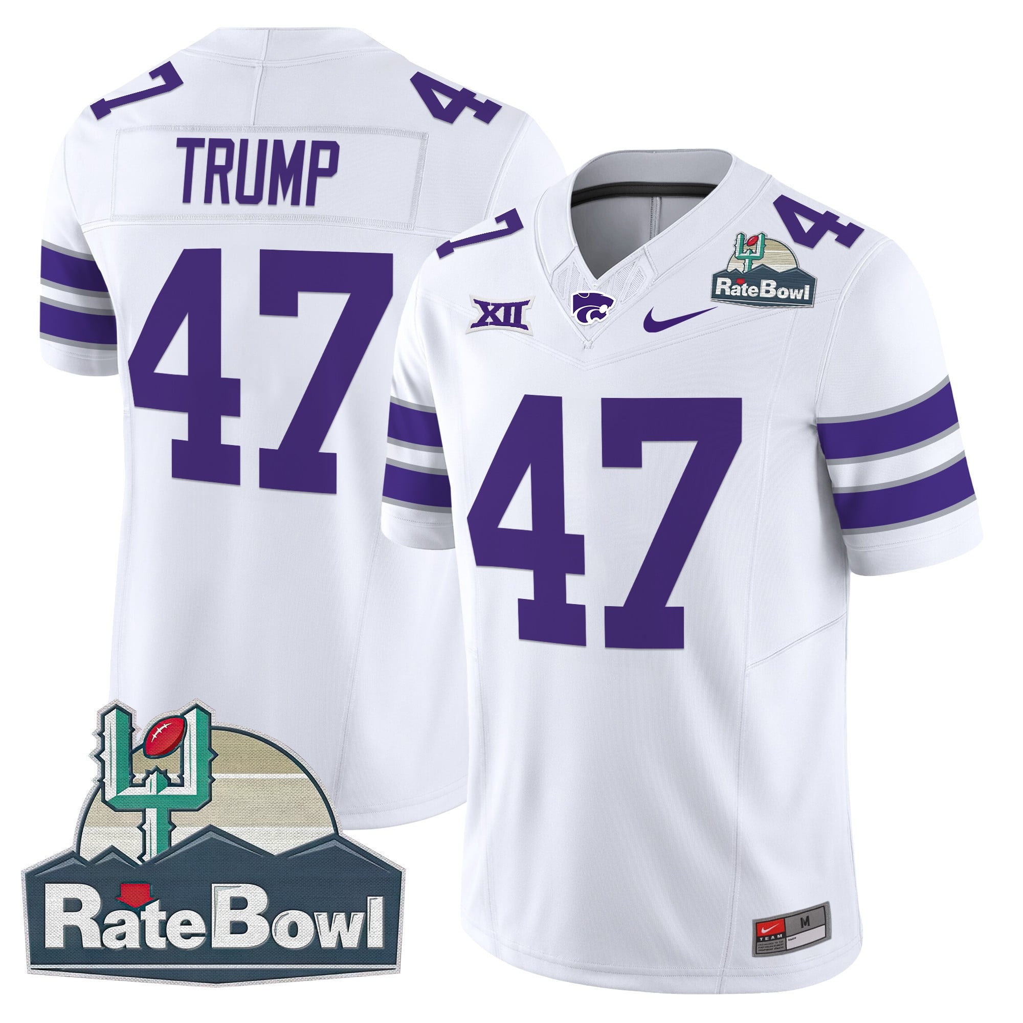 Men's Kansas State Wildcats 2025 Rate Bowl Patch Vapor Limited Jersey - All Stitched