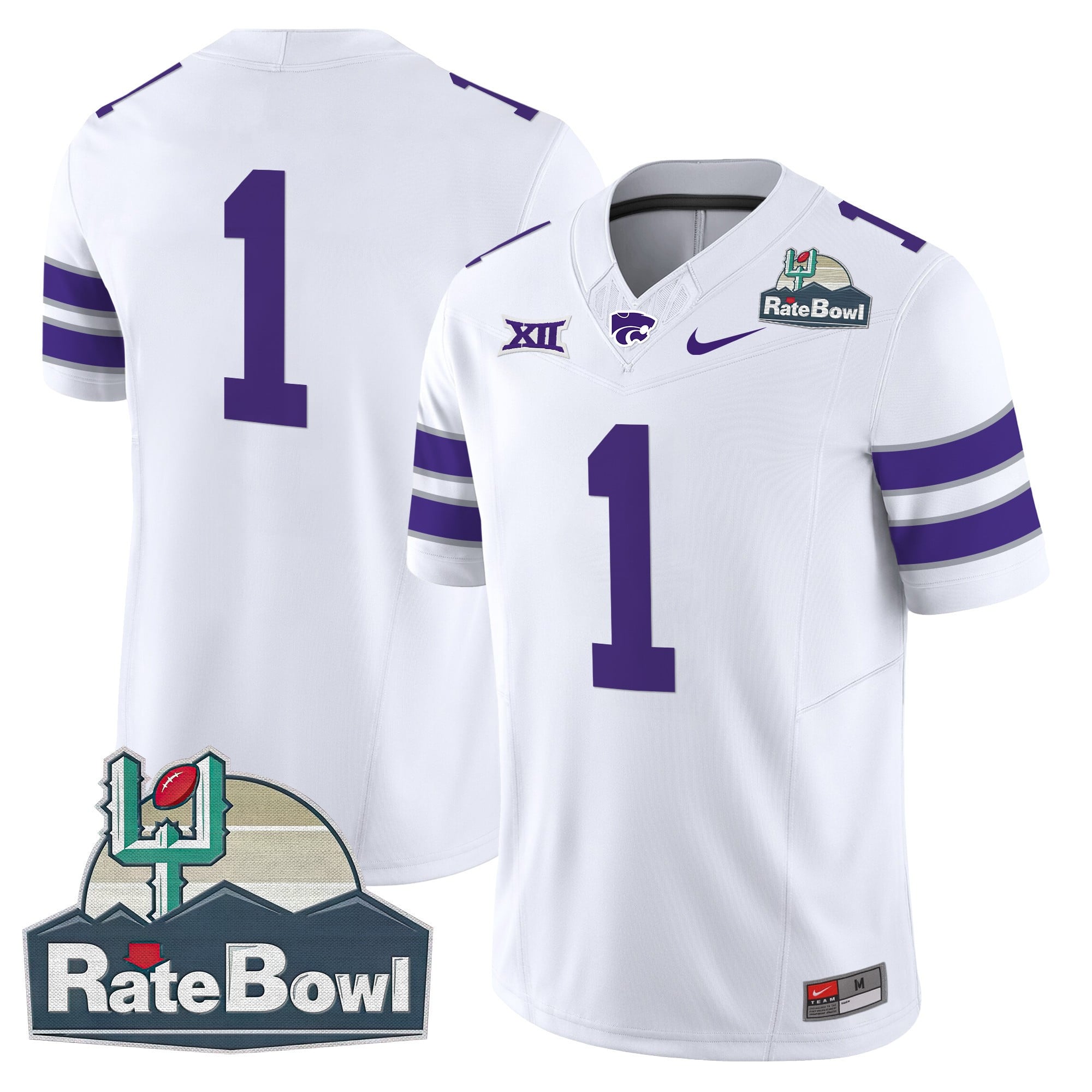 Men's Kansas State Wildcats 2025 Rate Bowl Patch Vapor Limited Jersey - All Stitched
