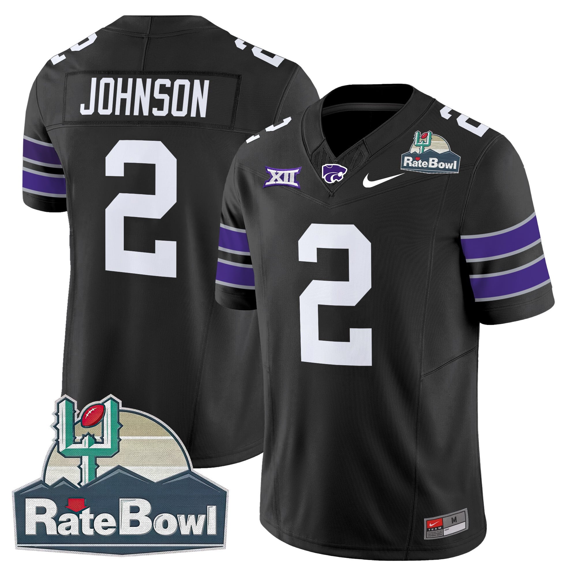 Men's Kansas State Wildcats 2025 Rate Bowl Patch Vapor Limited Jersey - All Stitched