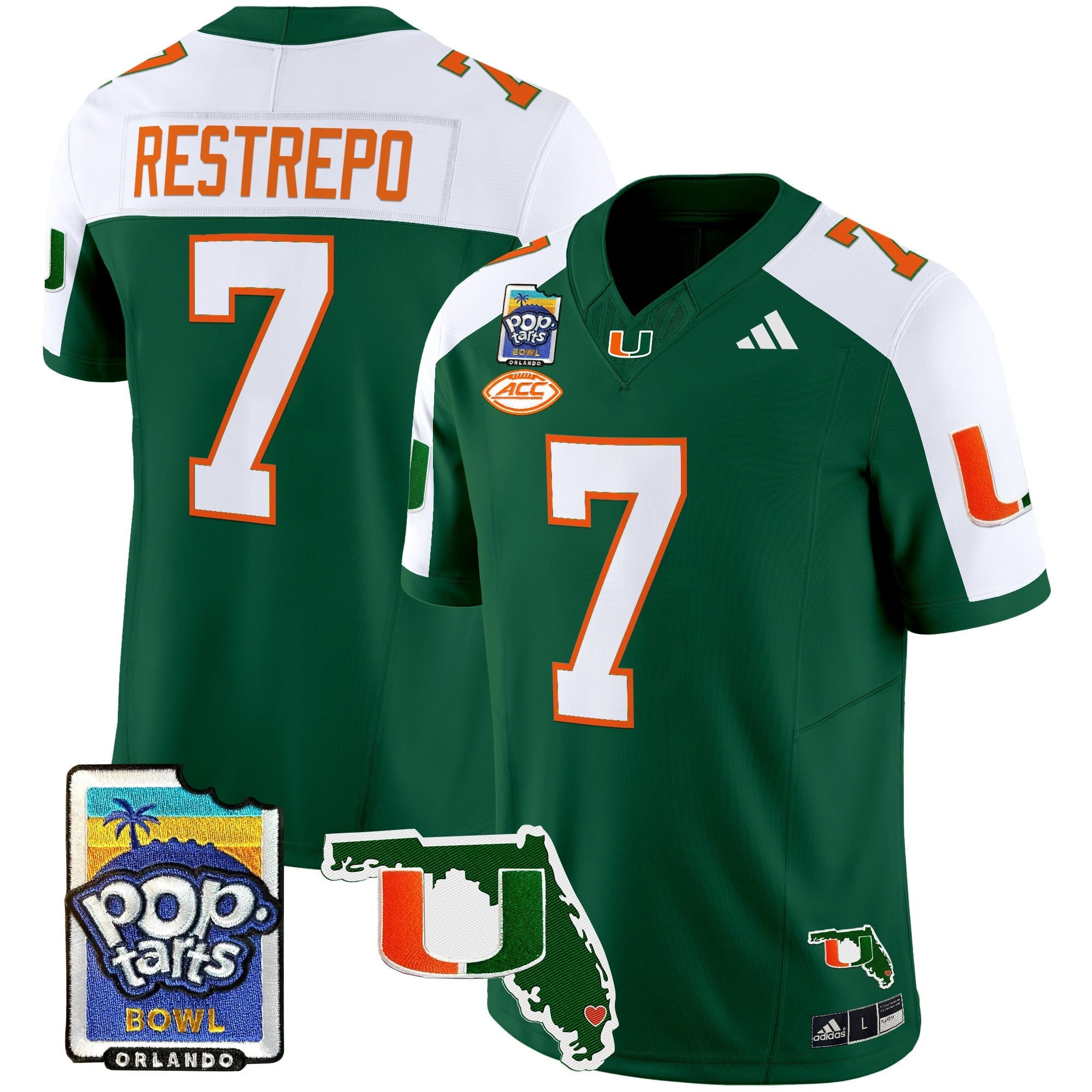 Men's Miami Hurricanes 2025 PopTarts Bowl Patch Vapor Limited Jersey - All Stitched