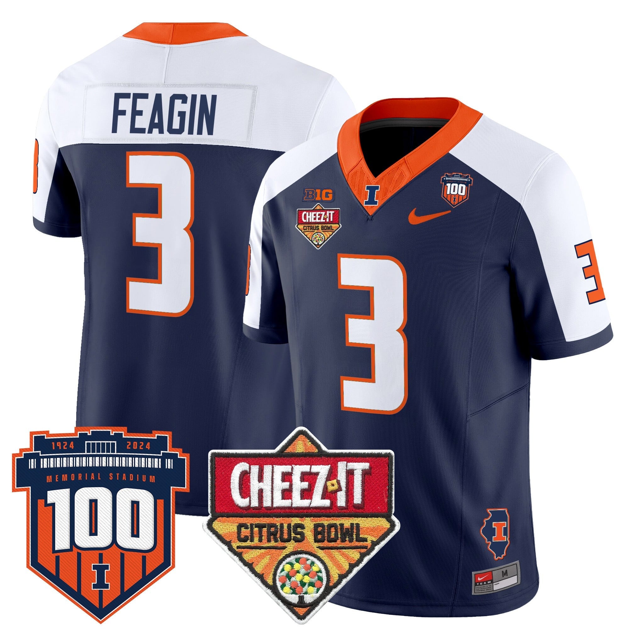 Men's Illinois Fighting Illini 2025 Cheez-It Citrus Bowl Patch Vapor Limited Jersey - All Stitched