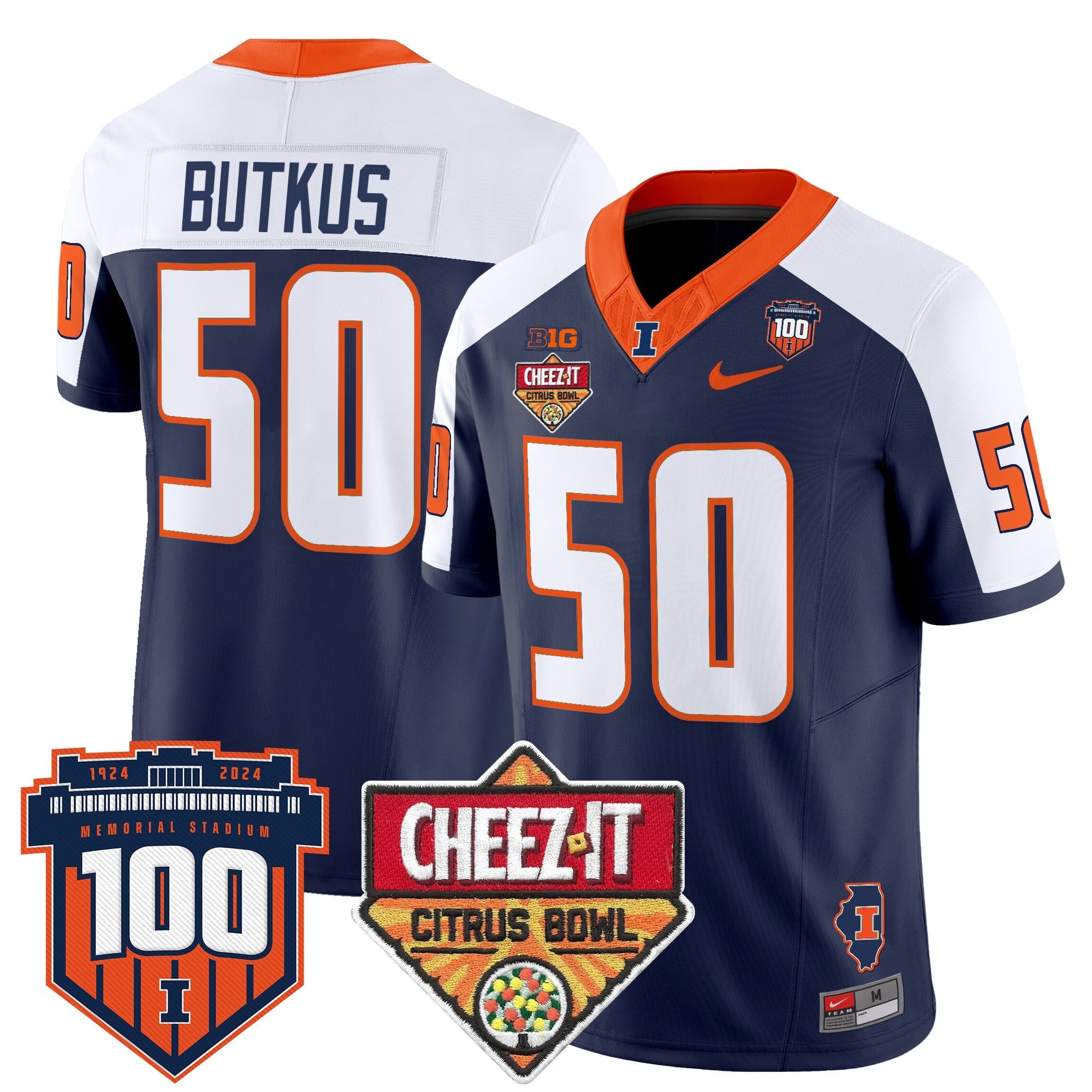 Men's Illinois Fighting Illini 2025 Cheez-It Citrus Bowl Patch Vapor Limited Jersey - All Stitched