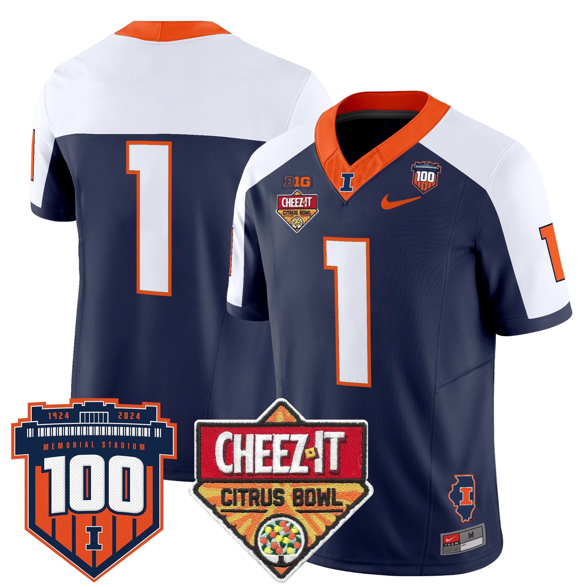 Men's Illinois Fighting Illini 2025 Cheez-It Citrus Bowl Patch Vapor Limited Jersey - All Stitched