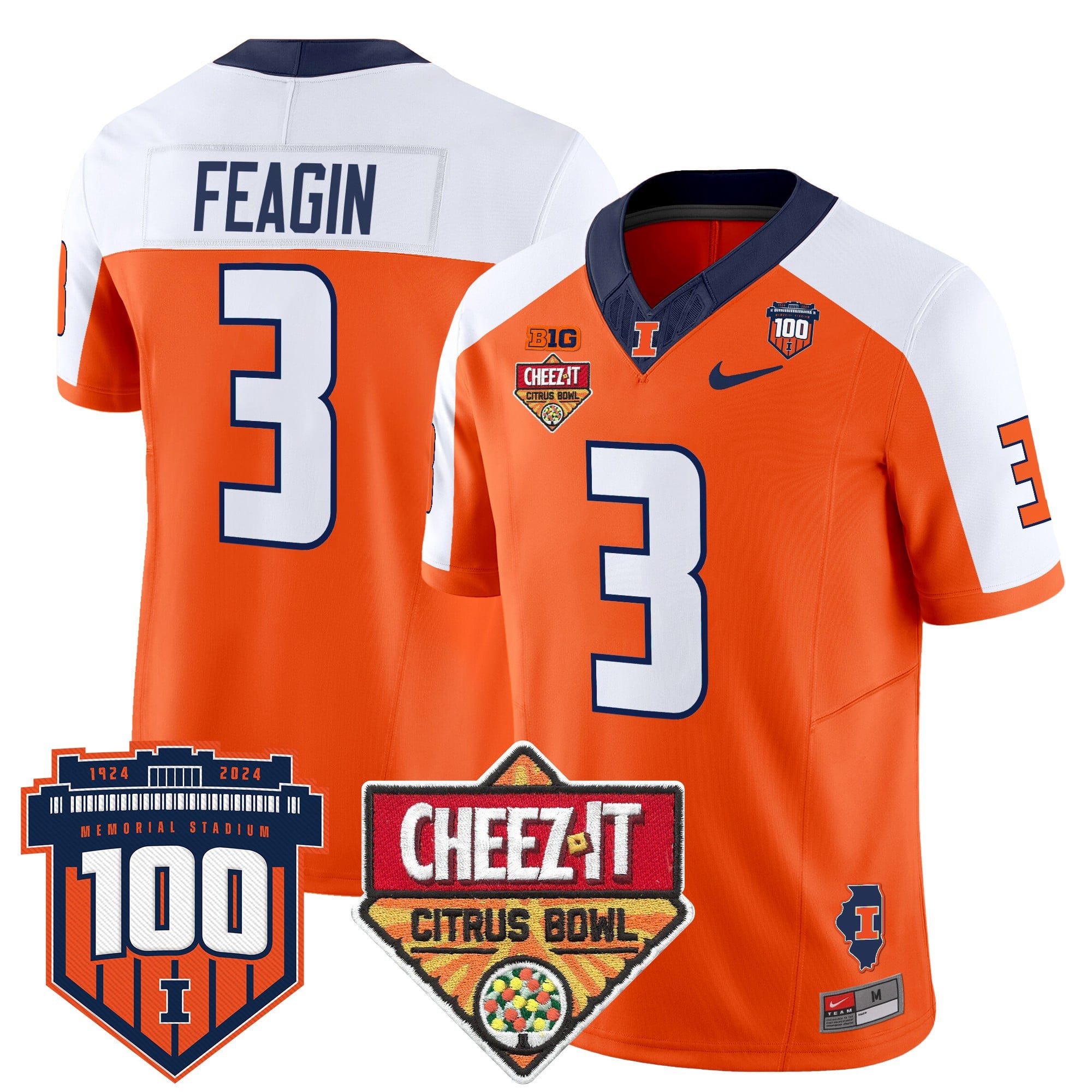 Men's Illinois Fighting Illini 2025 Cheez-It Citrus Bowl Patch Vapor Limited Jersey - All Stitched