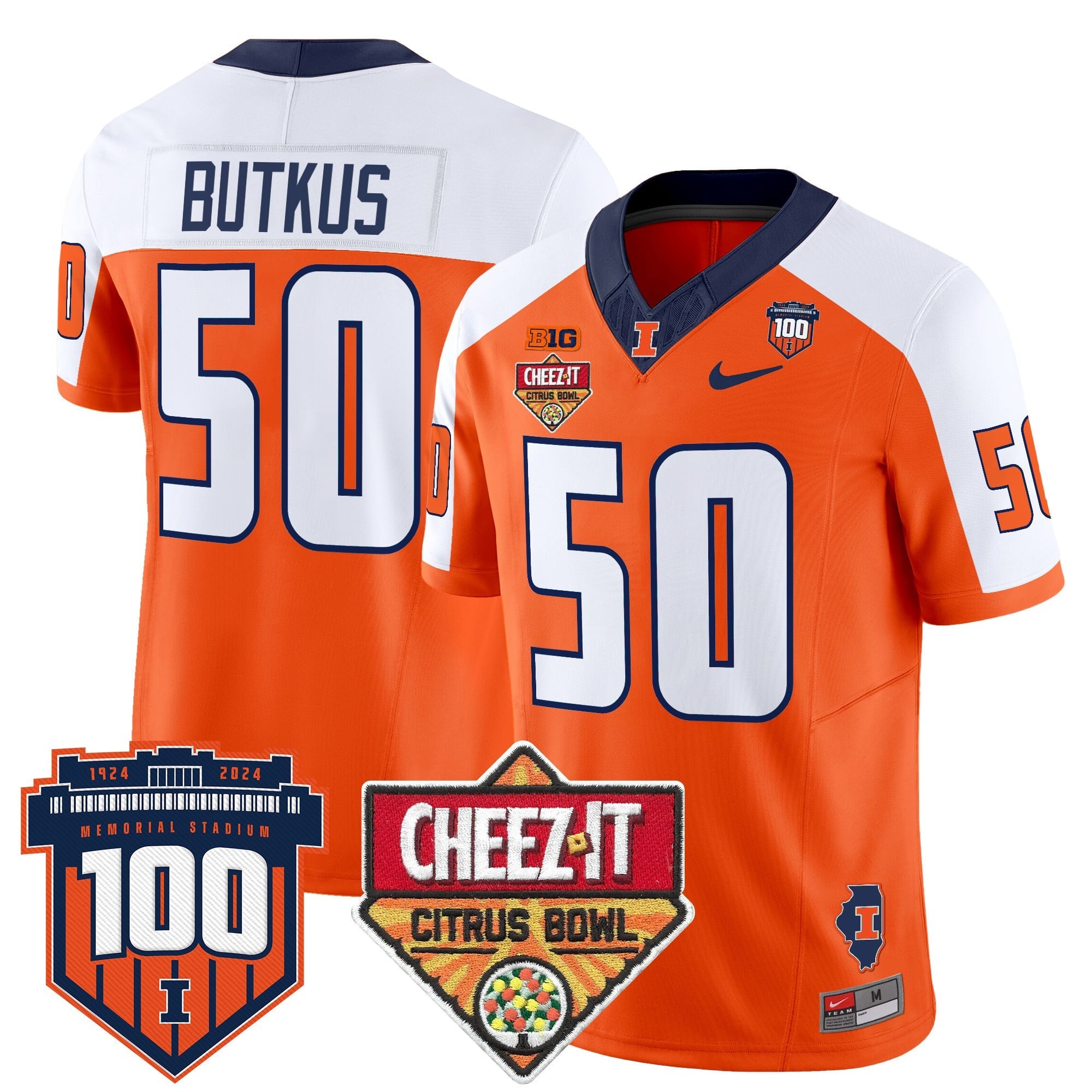 Men's Illinois Fighting Illini 2025 Cheez-It Citrus Bowl Patch Vapor Limited Jersey - All Stitched