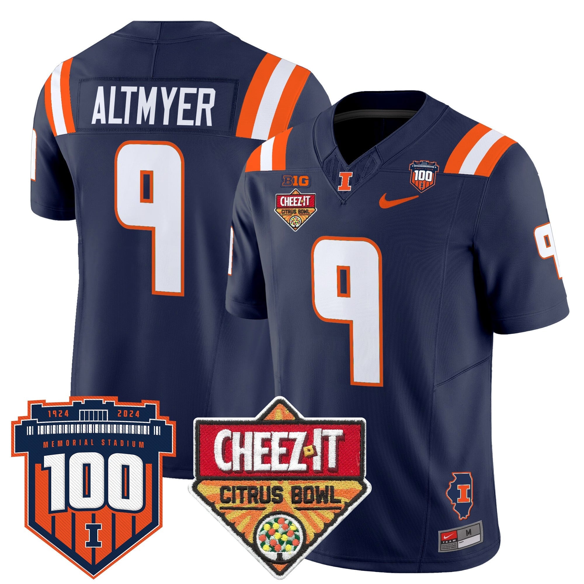 Men's Illinois Fighting Illini 2025 Cheez-It Citrus Bowl Patch Vapor Limited Jersey - All Stitched