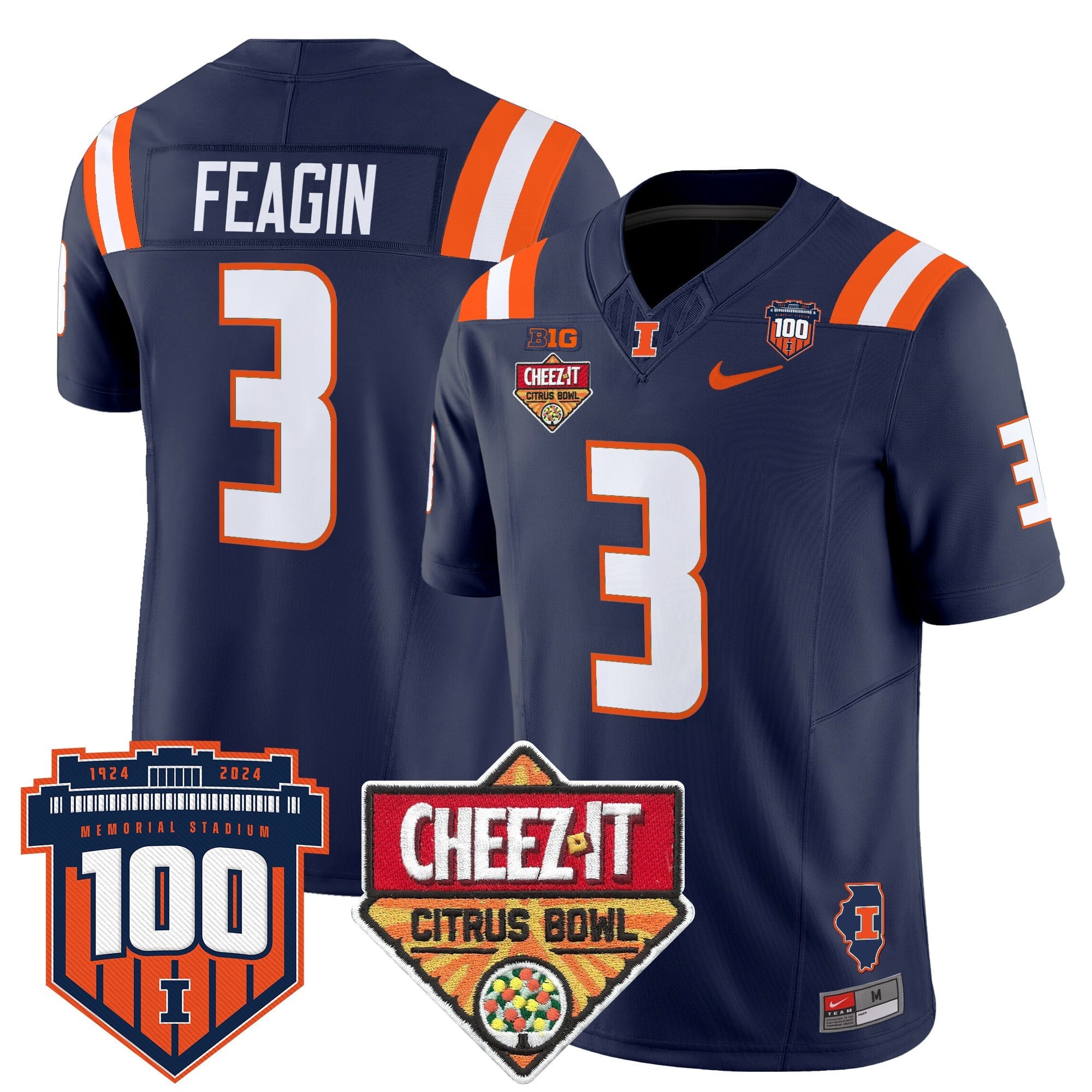 Men's Illinois Fighting Illini 2025 Cheez-It Citrus Bowl Patch Vapor Limited Jersey - All Stitched