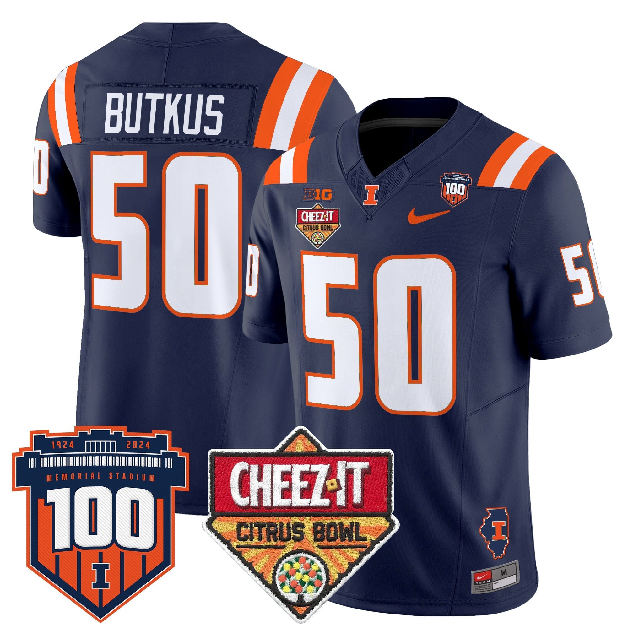Men's Illinois Fighting Illini 2025 Cheez-It Citrus Bowl Patch Vapor Limited Jersey - All Stitched