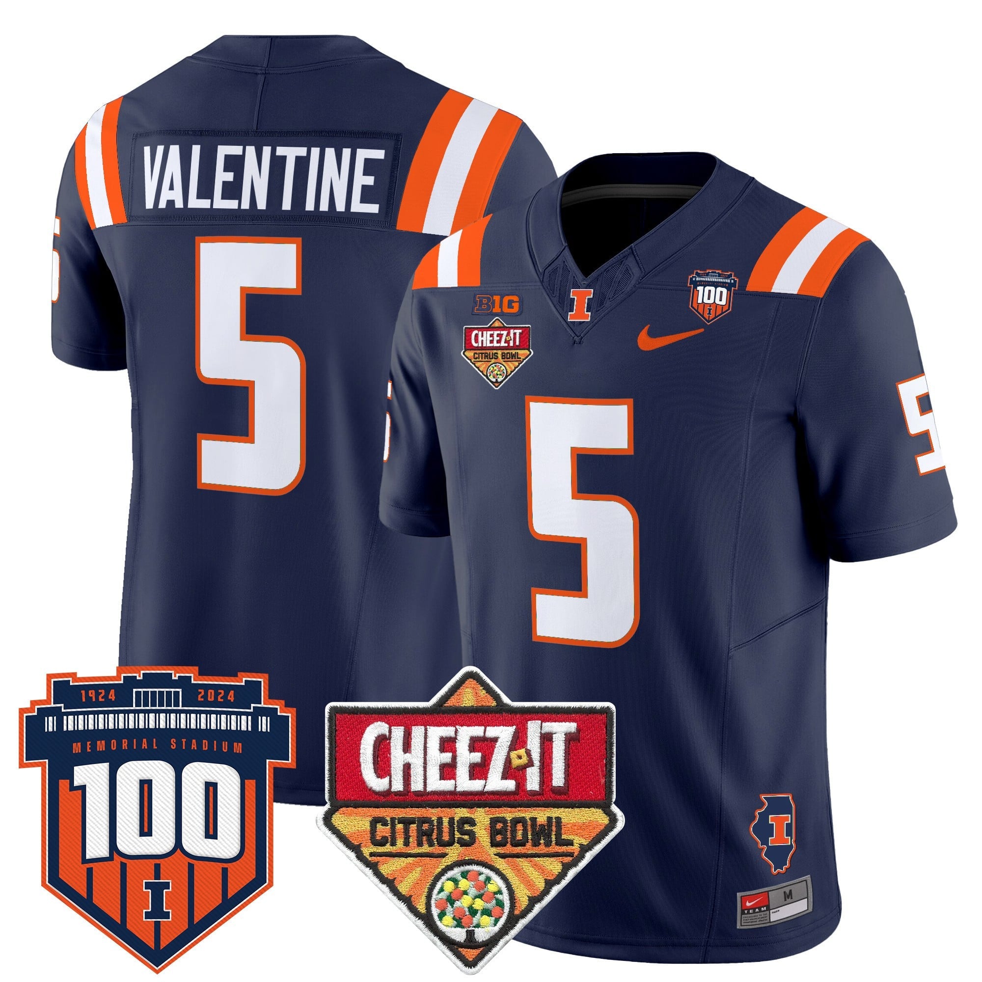 Men's Illinois Fighting Illini 2025 Cheez-It Citrus Bowl Patch Vapor Limited Jersey - All Stitched