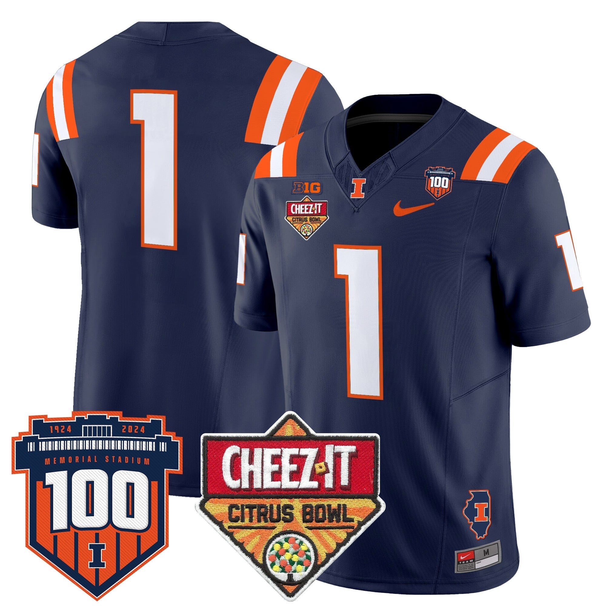 Men's Illinois Fighting Illini 2025 Cheez-It Citrus Bowl Patch Vapor Limited Jersey - All Stitched