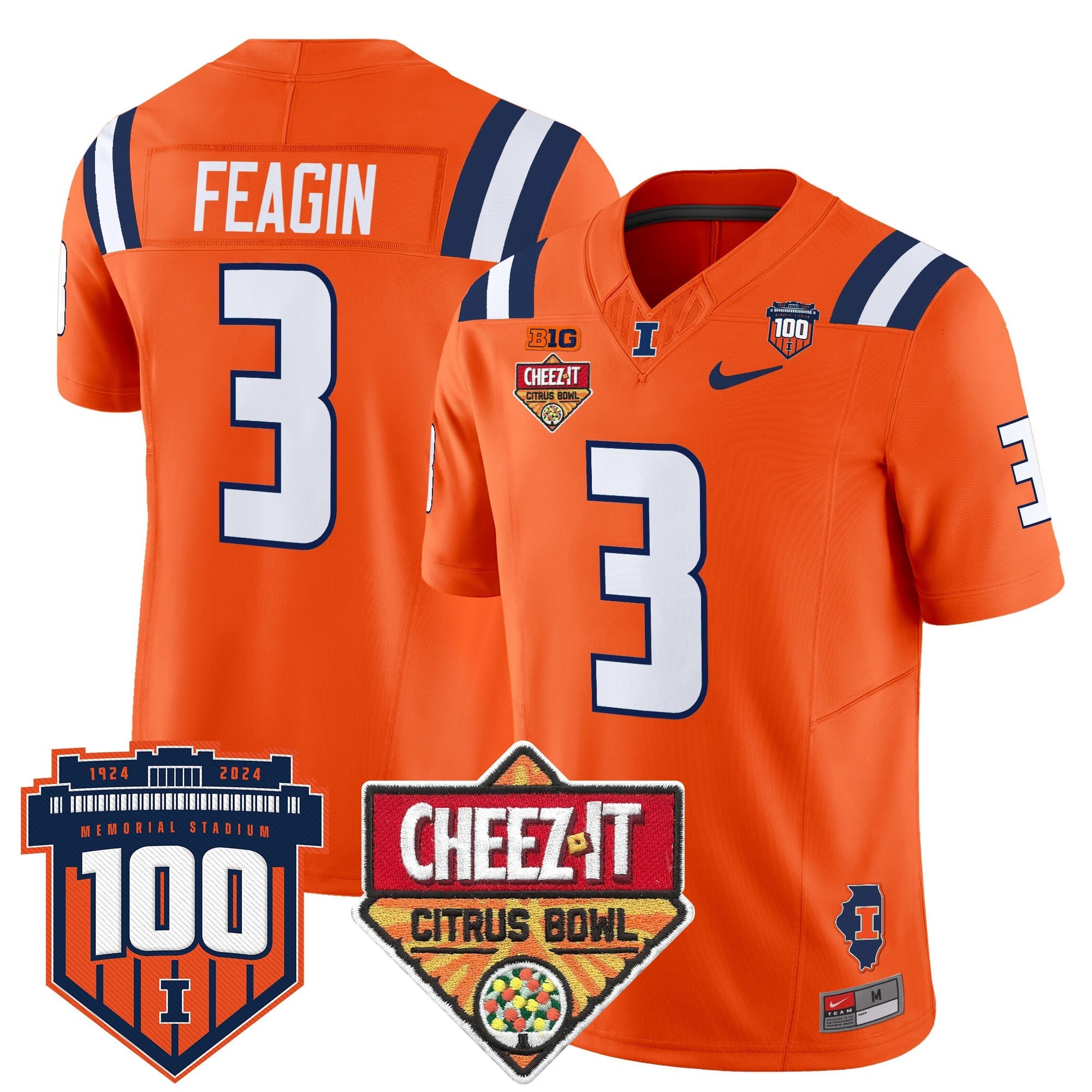 Men's Illinois Fighting Illini 2025 Cheez-It Citrus Bowl Patch Vapor Limited Jersey - All Stitched