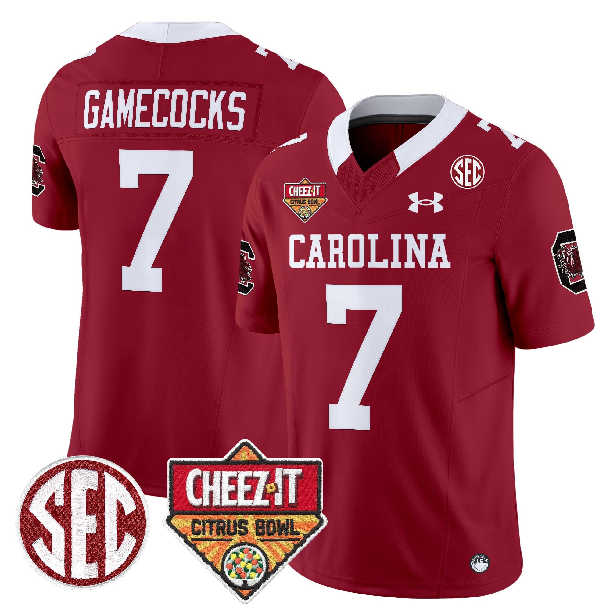 Men's South Carolina Gamecocks 1980 Throwback Cheez-It Citrus Bowl Patch Vapor Limited Jersey - All Stitched