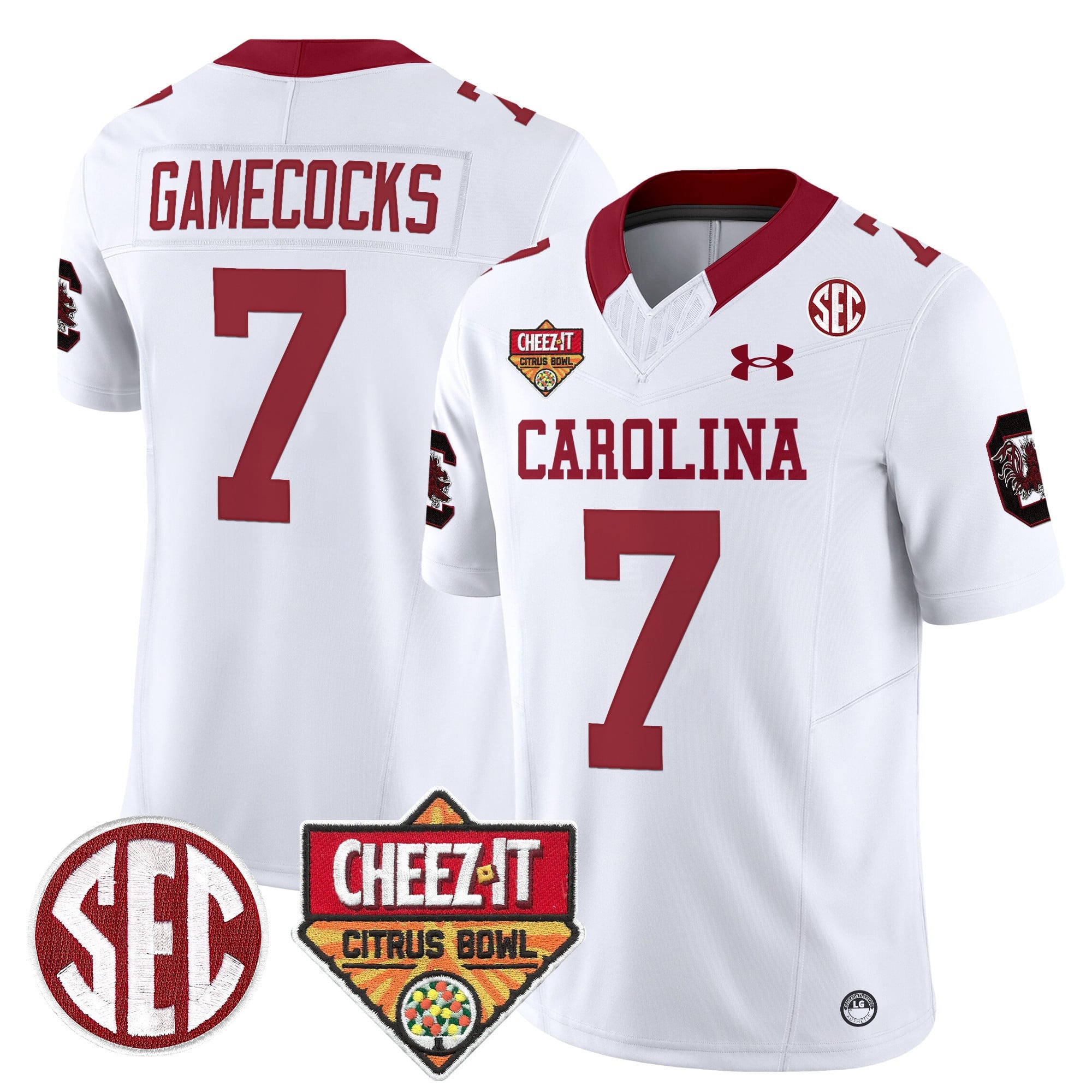 Men's South Carolina Gamecocks 1980 Throwback Cheez-It Citrus Bowl Patch Vapor Limited Jersey - All Stitched