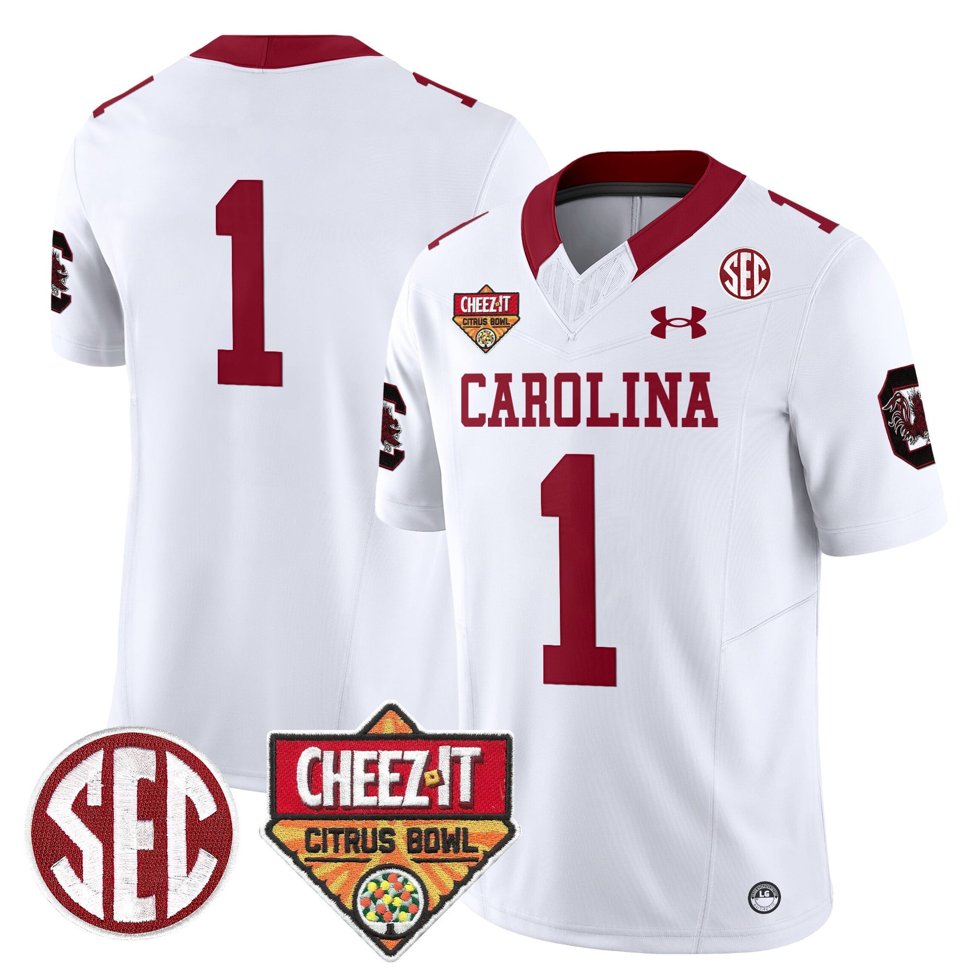 Men's South Carolina Gamecocks 1980 Throwback Cheez-It Citrus Bowl Patch Vapor Limited Jersey - All Stitched