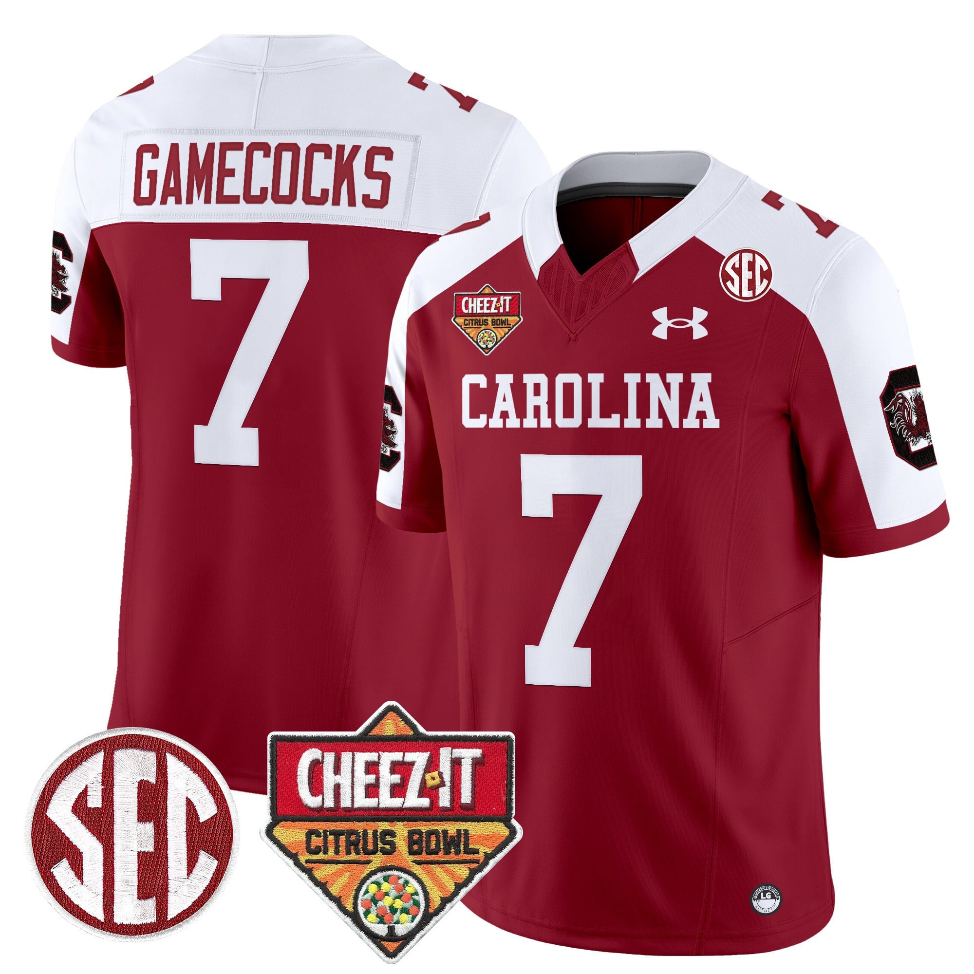 Men's South Carolina Gamecocks 1980 Throwback Cheez-It Citrus Bowl Patch Vapor Limited Jersey - All Stitched