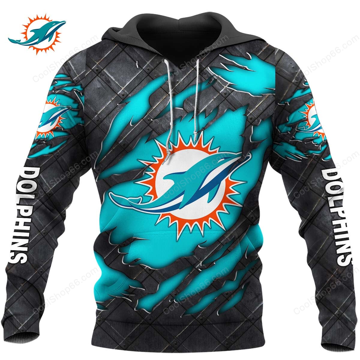 Miami Dolphins Black Metal Design Shirt