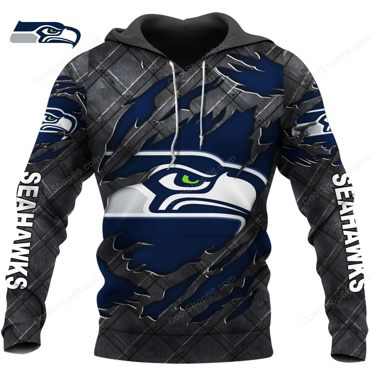 Seattle Seahawks Black Metal Design Shirt