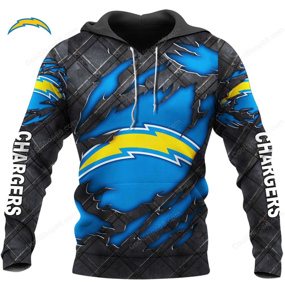 Los Angeles Chargers Black Metal Design Shirt
