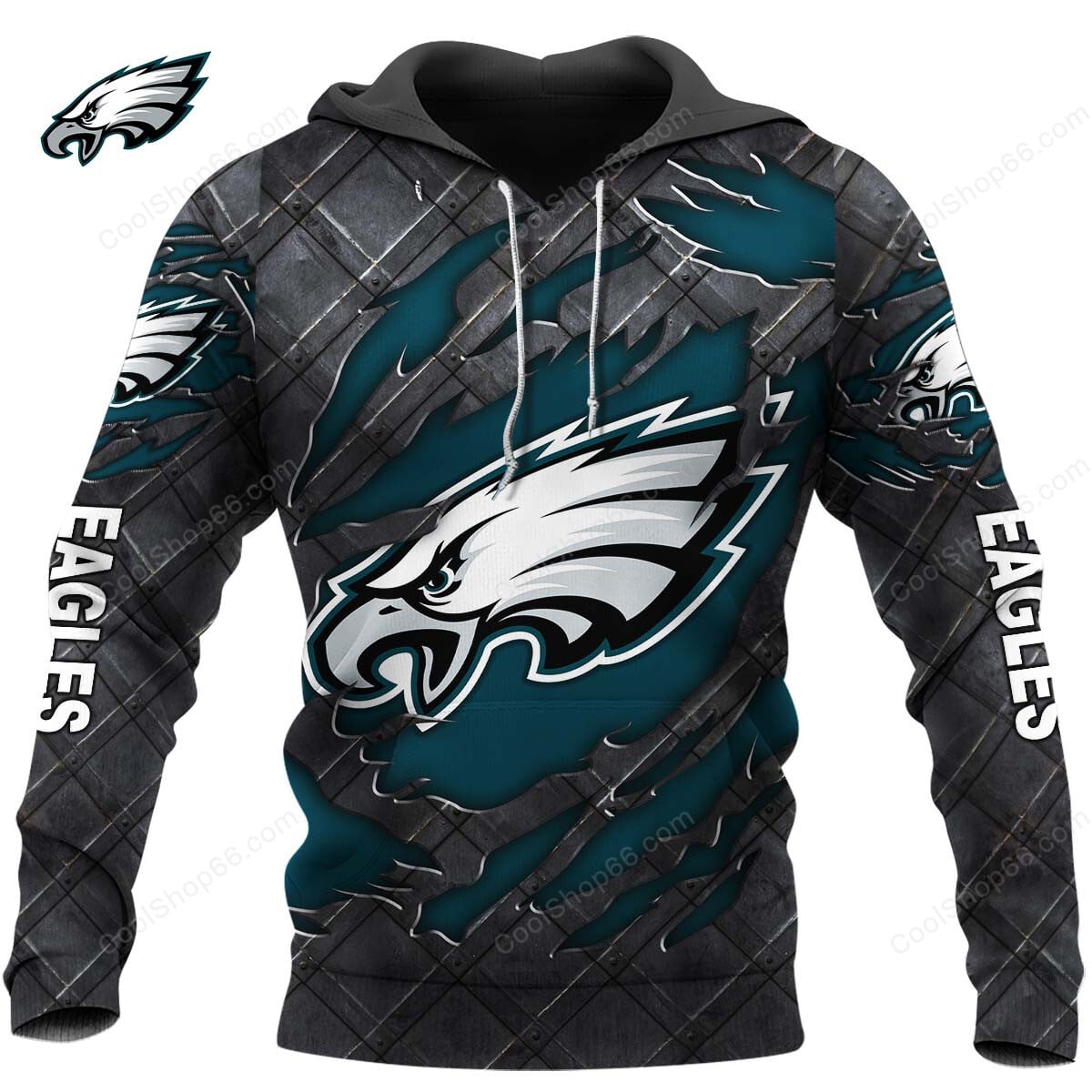 Philadelphia Eagles Black Metal Design Shirt