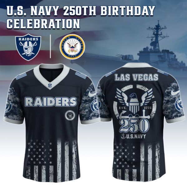 Las Vegas Raiders NFL x U.S. NAVY 250TH Birthday Special Edition Jersey